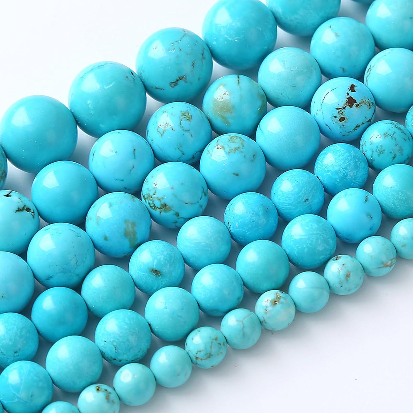 12MM Natural Turquoise Gemstone Beads Blue Stone Round Loose Beads for Jewelry Making Bracelet 32pcs 1 Strands 15"