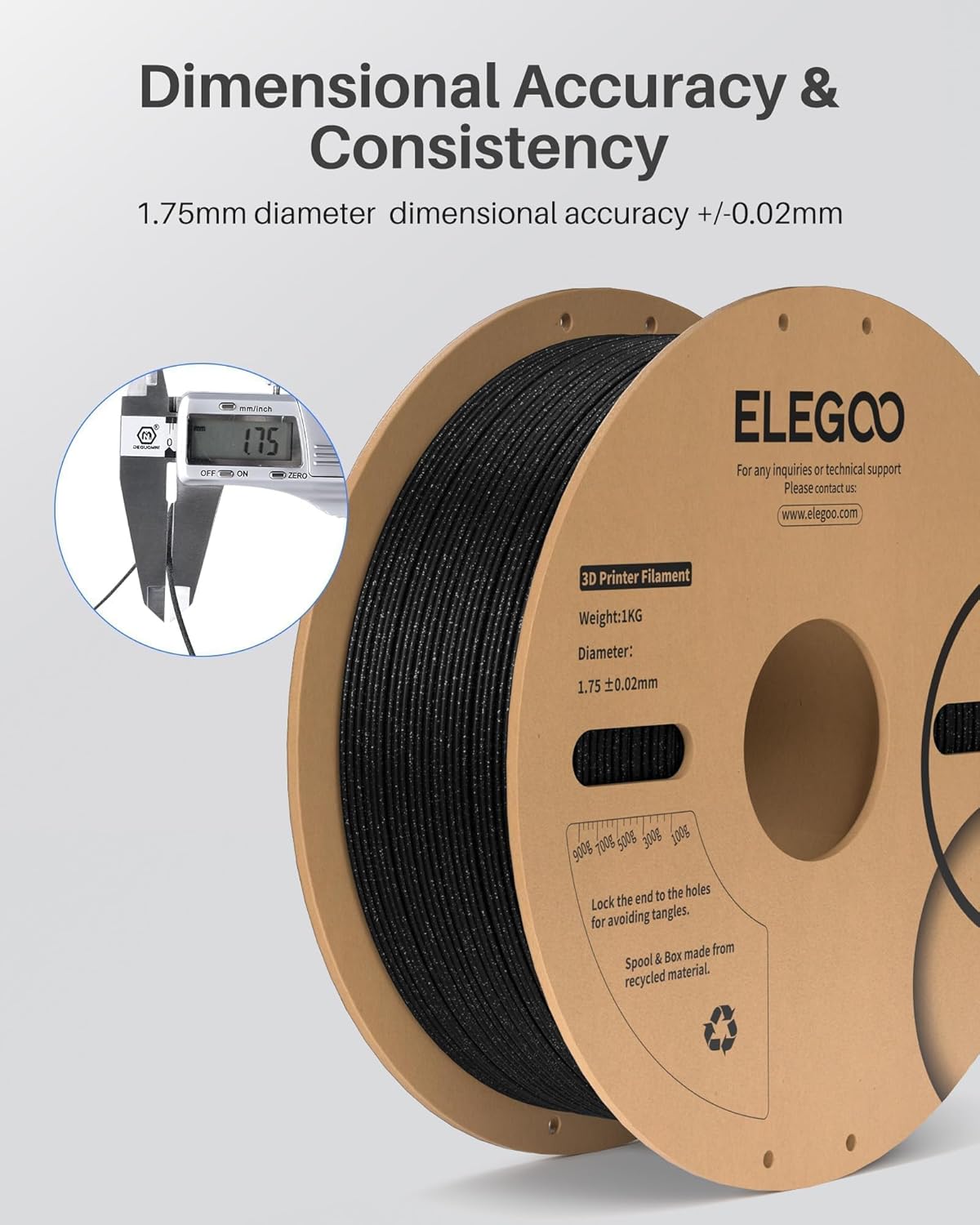 ELEGOO PLA Filament 1.75mm Sparkle Turquoise 1KG, Glitter Twinkling 3D Printer Filament Dimensional Accuracy +/- 0.02mm, 1kg Spool(2.2lbs) Fits for Most FDM 3D Printers