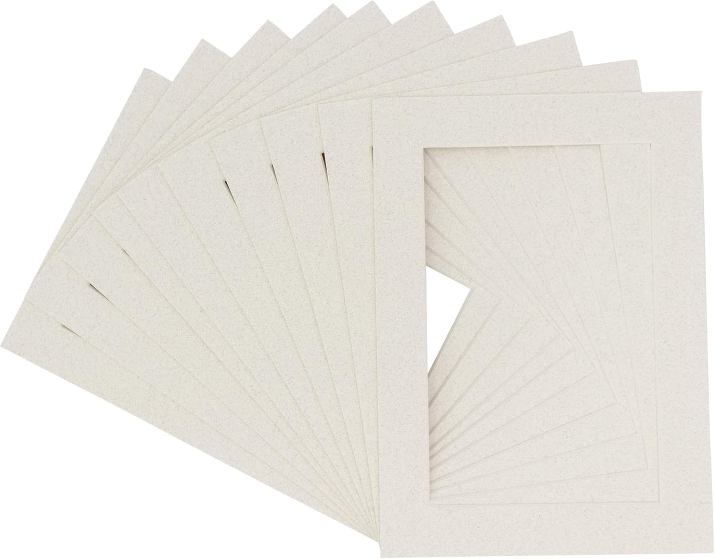 Pack of 25 Acid Free 8x10 Mats Bevel Cut for 5.5x8.5 Photos - Oyster Shell White Precut Matboards With Backing Boards and Clear Photo Mat Bags For Pictures, Photos, Framing - 4-ply Thickness