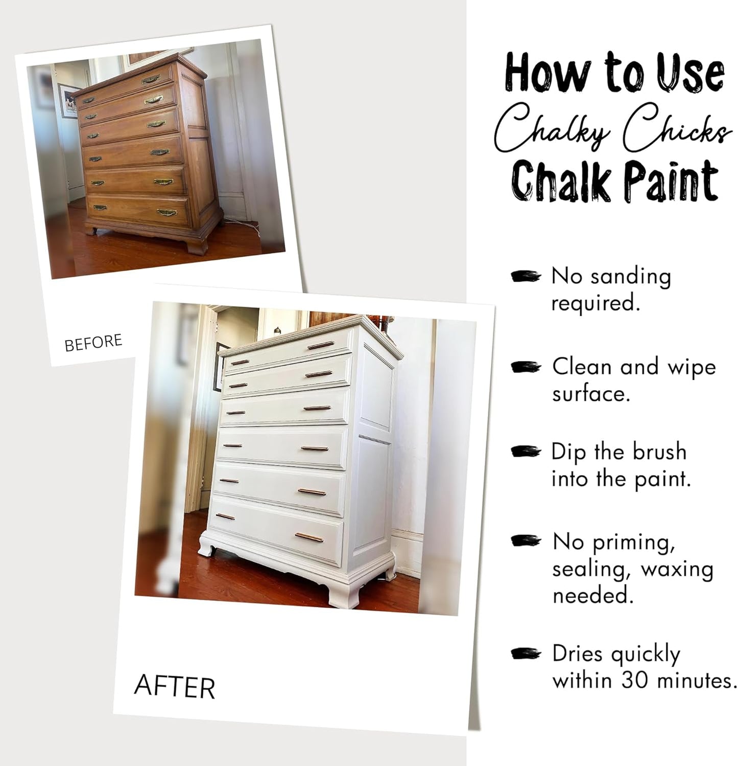 Chalky Chicks All-in-One Chalk Paint for Furniture or Cabinet - 4 Fl Oz - Matte Finish Sweet 16 (Pink) for Metal, Wood Furniture Paint - No Sanding All-in-One for Home Decor & Crafts, USA Made