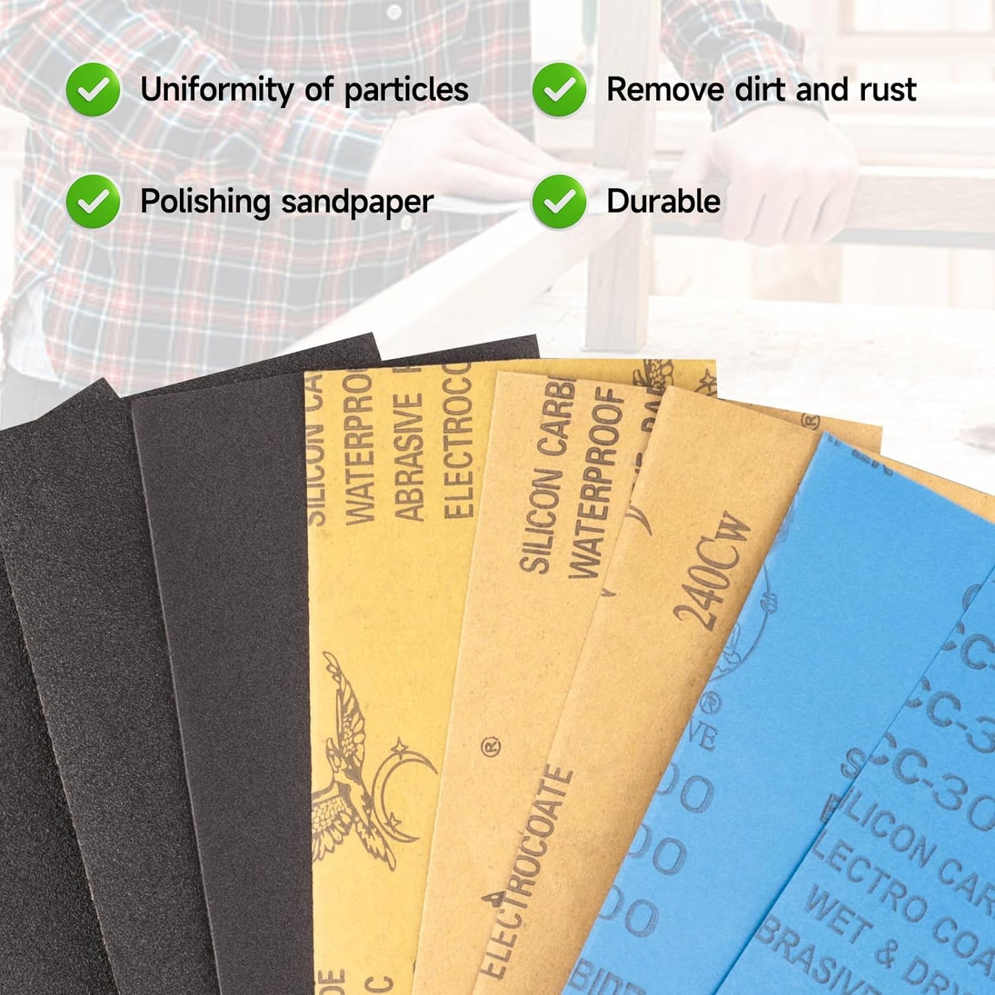 Sandpaper 180 Grit, Wet Dry Sanding Sheets 9x3.6 inch for Wood Furniture Finishing, Metal Sanding and Automotive Polishing,21 -Sheet