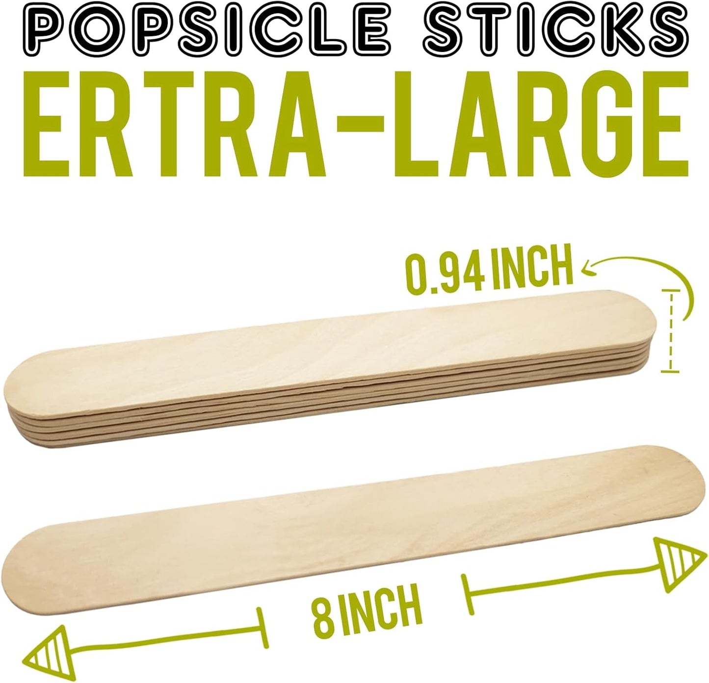 WISYOK 8'' Jumbo Craft Sticks - 90PCS Extra Large Natural Premium Wood, Ice Cream Sticks, Jumbo Sticks, Large Tongue Depressors, Plant Labels, Hair Removal and Waxing Supplies, Crafting