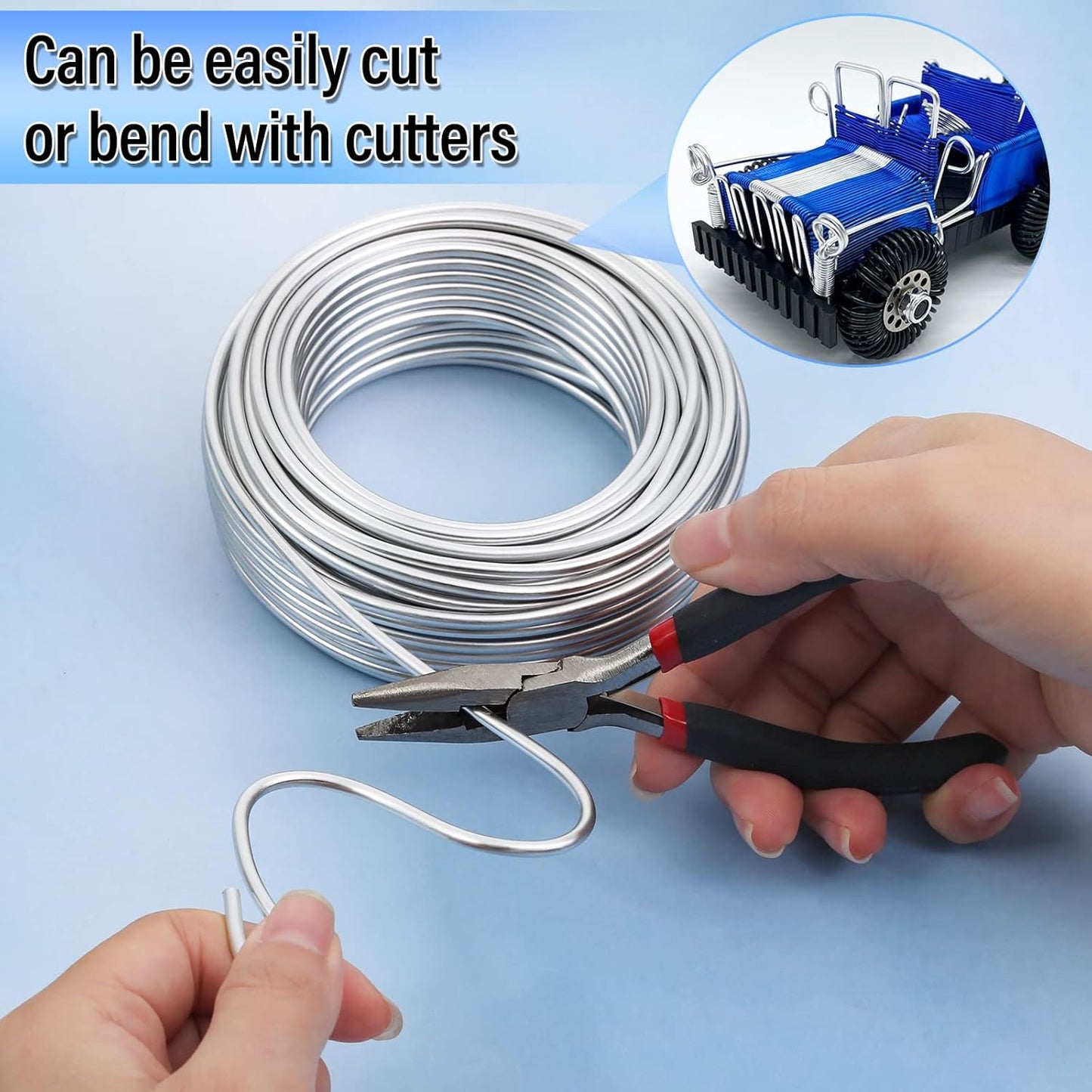 3mm Craft Wire for Sculpting, 52 Ft Aluminum Bendable Thick Metal for Bonsai Trees, Floral Armature, Weaving, Wrapping, Clay Models, Dolls, DIY Jewelry Making (9 Gauge Thickness)