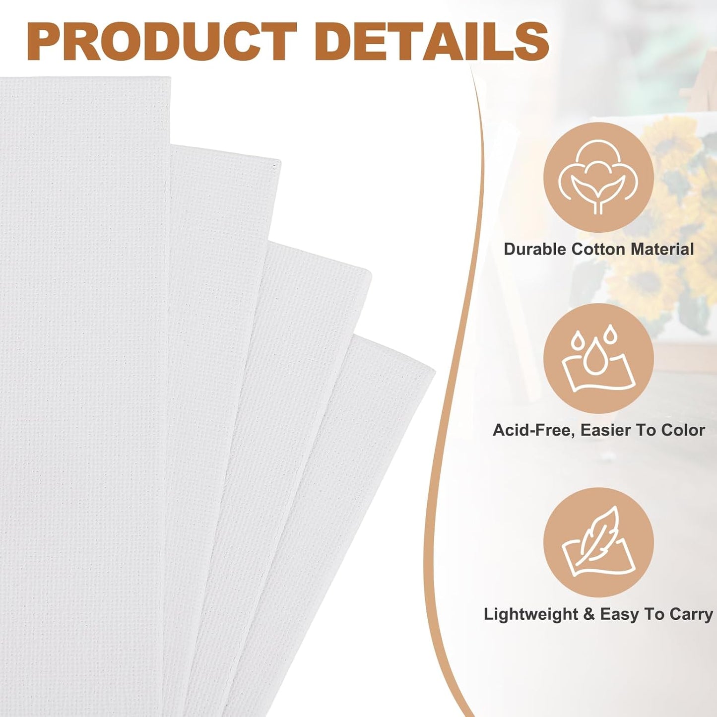 MECCANIXITY Canvas Boards for Painting, 6x6 Cotton Blank Primed Art Canvas Panels Acid-Free for Painting Supplies Oil Acrylic Tempera Watercolor Pouring Paint Artists(White, Pack of 10)