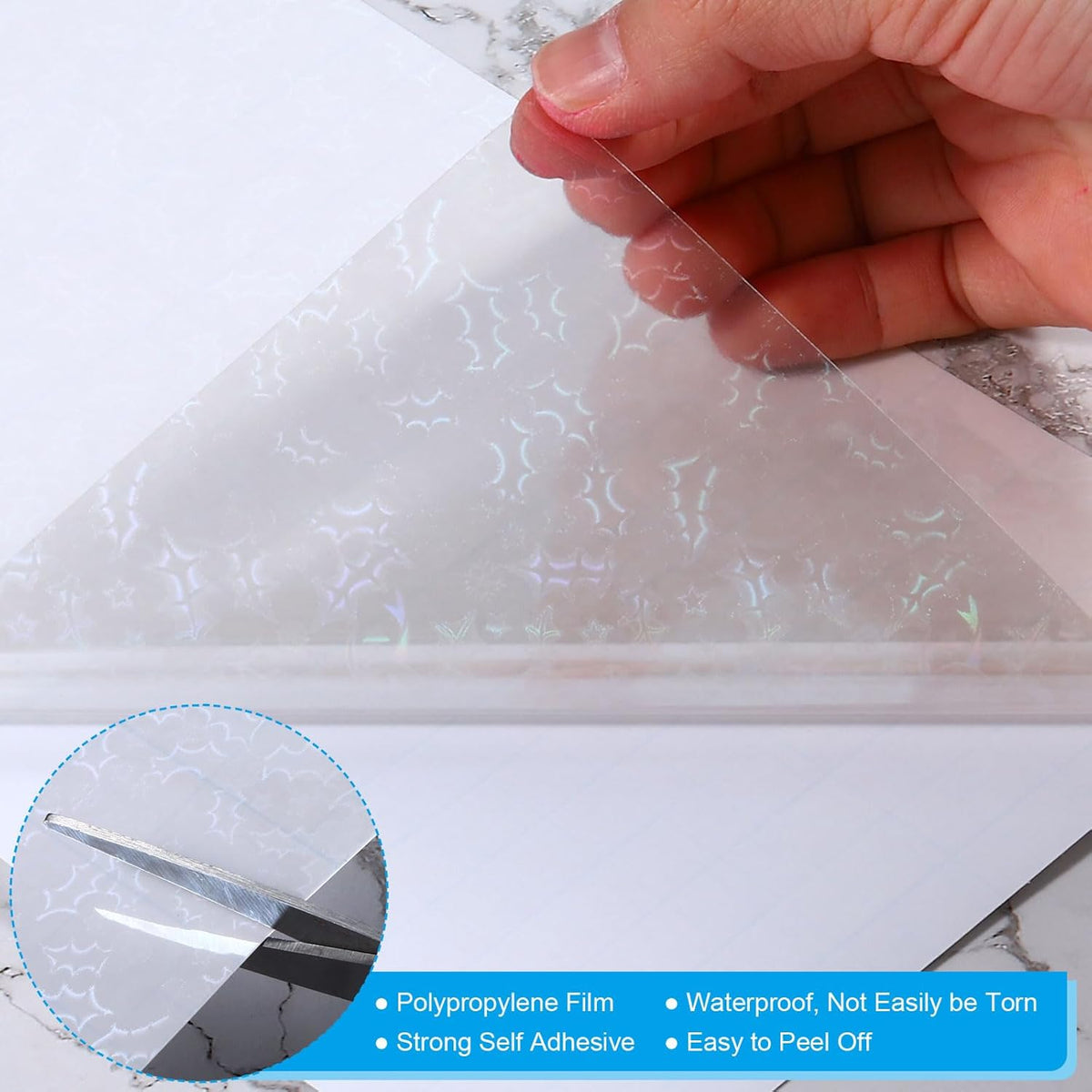 PATIKIL 11.7x8.3 Holographic Sticker Paper, 10Sheets A4 Polypropylene Self-Adhesive Transparent Waterproof Laminate Overlay Film for Photo Cards Scrapbook Decorations, Christmas Ribbon