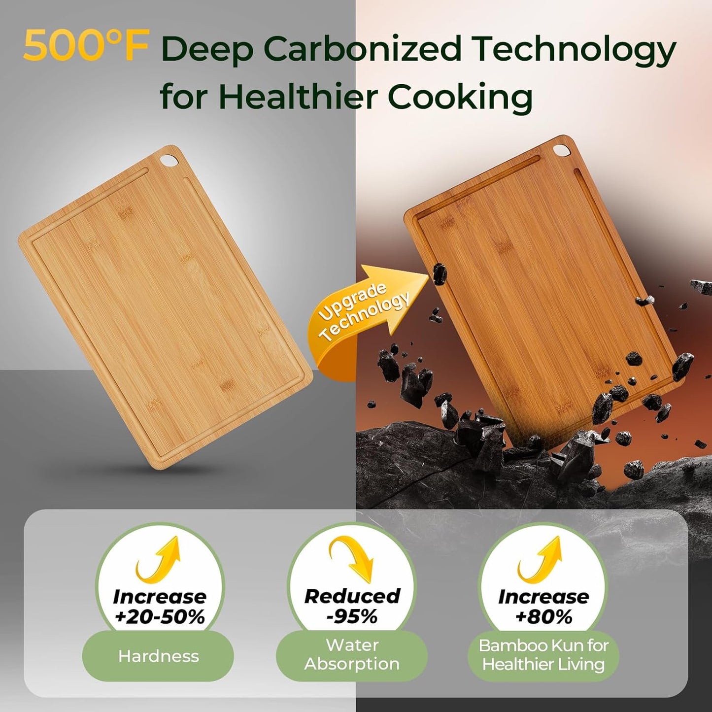 Extra Large Bamboo Cutting Board for Kitchen - 18 Inch Wood XL Cutting Boards with Juice Groove and Handles, Wooden Chopping Board for Meat, Cheese, Fruit & Vegetables (Pre Oiled, Brown)