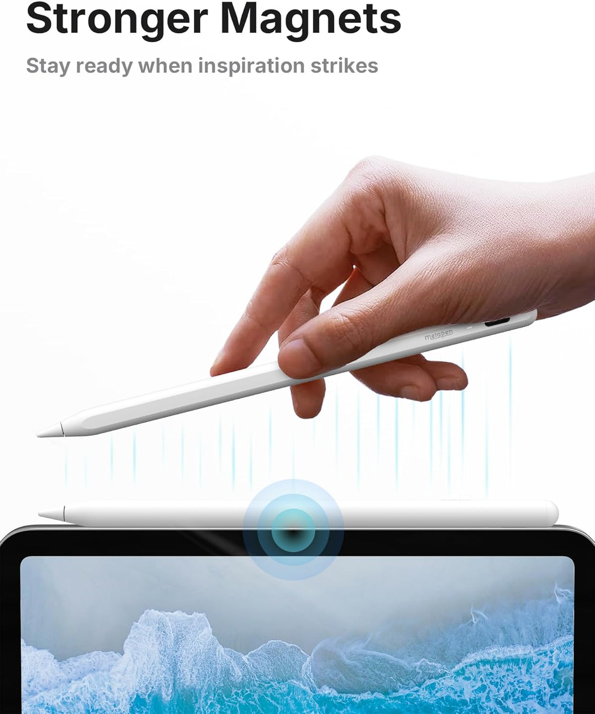 Metapen Pencil A8 V4 for iPad 2018-2025, Upgrade Magnetic Attraction, 2X Fast Charge, Low Latency Stylus Pen for iPad 11-6th Gen, Pro 12.9/11/13-inch M4, Air 3/4/5/M2/M3, Mini 5/6/7th A17 Pro
