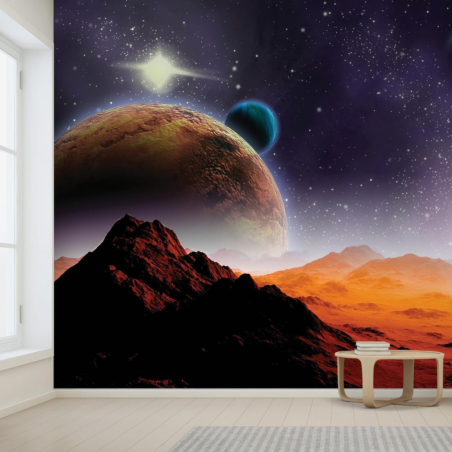 wall26 Wall Sticker/Wall Mural Peering into a Vibrantly Colored Space, Not Peel and Stick, Non-Woven Wallpaper Decorative for Bedroom, Living Room, Office - 120x120 inches