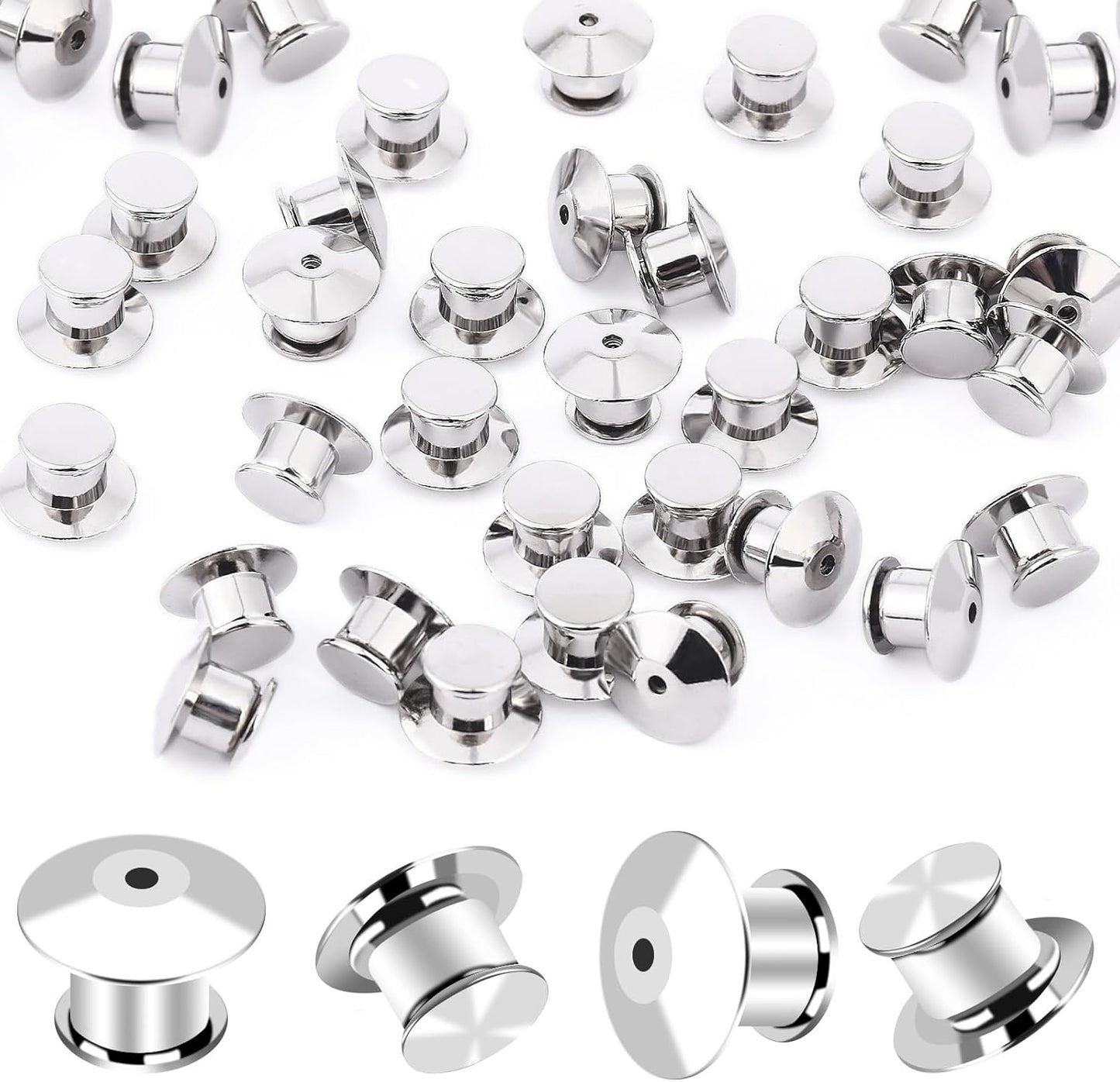 DECYOOL 20PCS Metal Locking Pin Backs, Pin Keepers Clasp Pin Backs Locking Buckles for Brooch DIY Crafts Badges Enamel Lapel Needles Pin Lock
