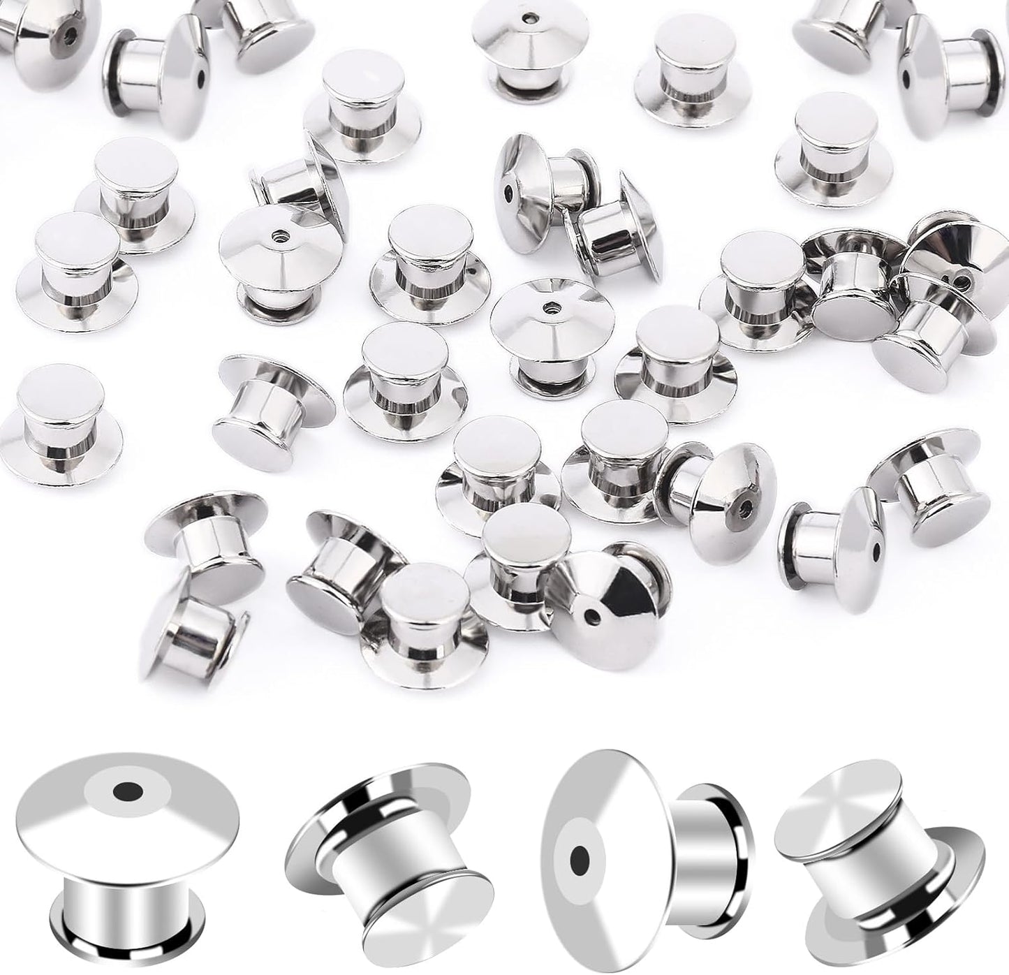 DECYOOL 60PCS Metal Locking Pin Backs, Pin Keepers Clasp Pin Backs Locking Buckles for Brooch DIY Crafts Badges Enamel Lapel Needles Pin Lock