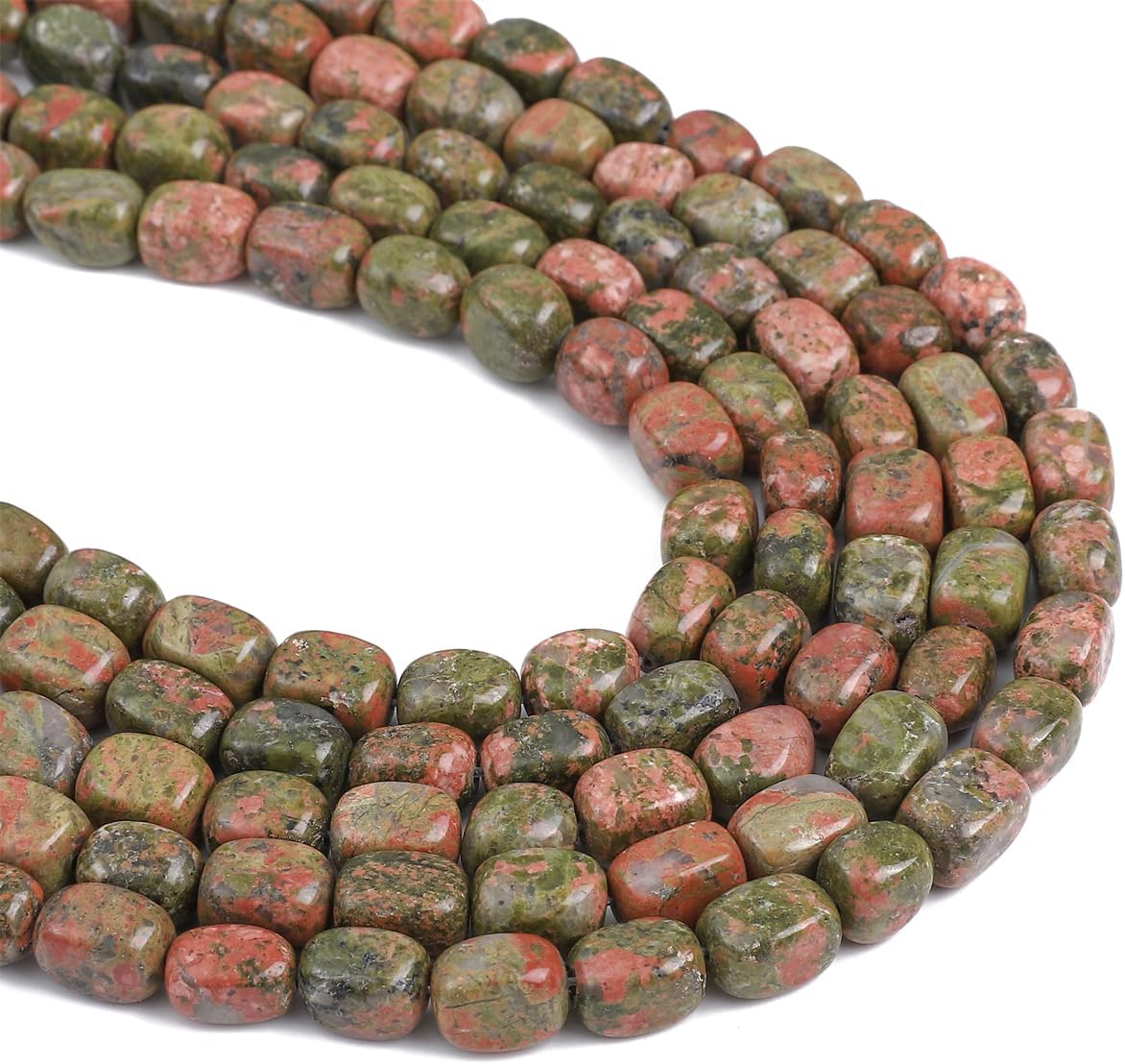 Natural Unakite Cuboid Stone Loose Semi Gemstone Beads for Jewelry Making 8mmx12mm 38cm/Strand