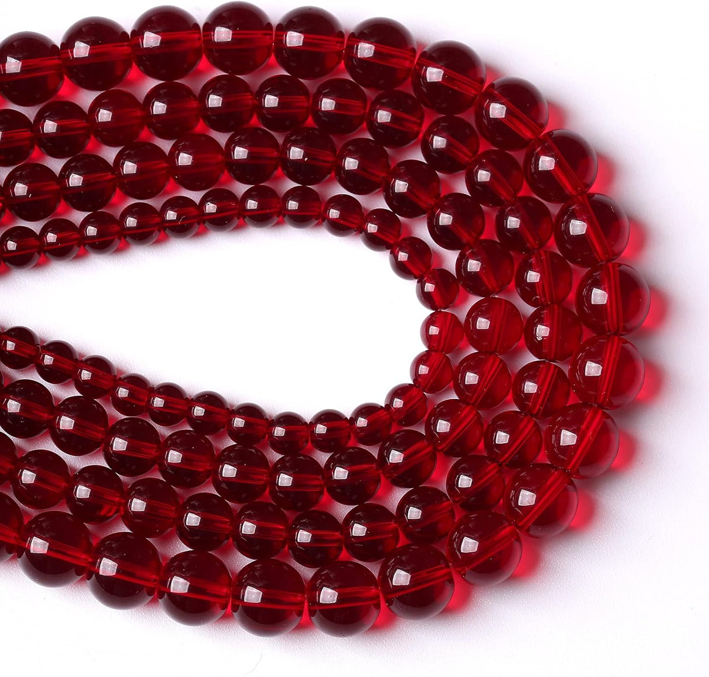 182pcs 4mm Smooth Garnet Red Glass Crystal Round Loose BeadsFor Jewelry Making DIY Bracelet Necklace Accessories 32" 2 Strand
