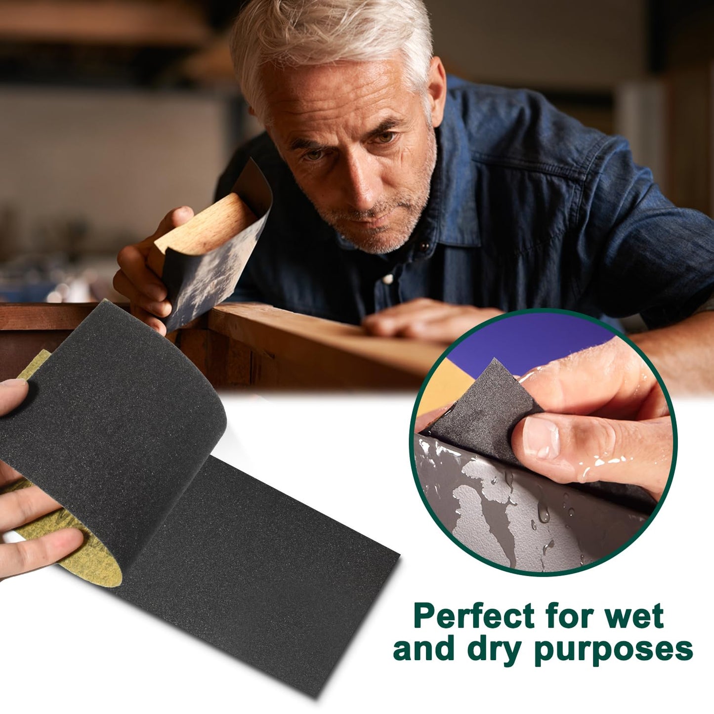20PCS Sand Paper 240 Grit Sandpaper Sheets, 9 x 3.6 Inch Wet Dry Sandpaper Sheets, Sand Paper for Metal, Wood Furniture, Automotive and Crafts