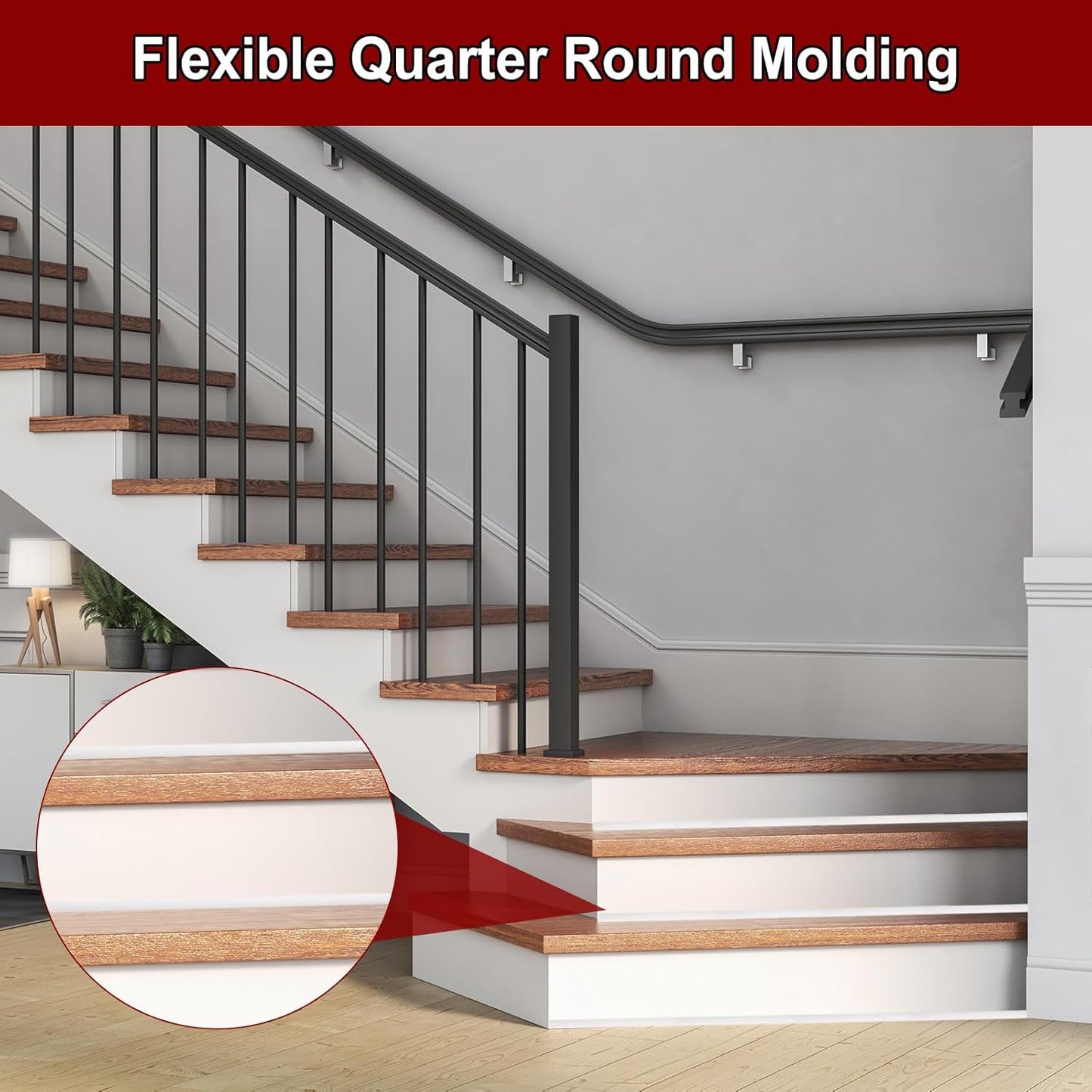 uxcell 236 Inch Flexible Quarter Round Molding Silicone Peel and Stick Trim Self Adhesive Shower Water Barrier for Corner Decor Bathroom Kitchen, White