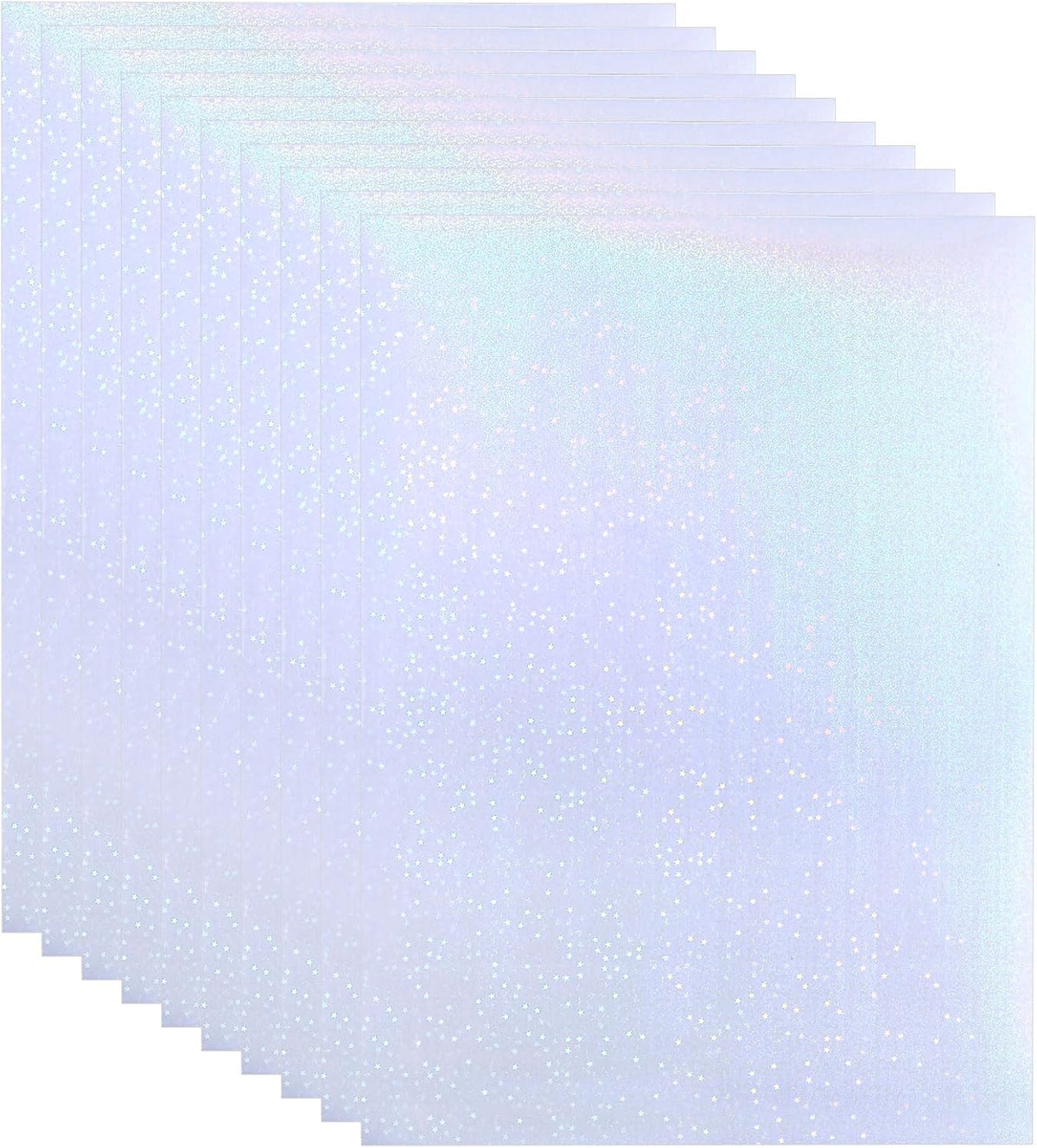 PATIKIL 11.7x8.3" Holographic Sticker Paper, 10Sheets A4 Polypropylene Self-Adhesive Transparent Waterproof Laminate Overlay Film for Photo Cards Scrapbook Decorations, Star