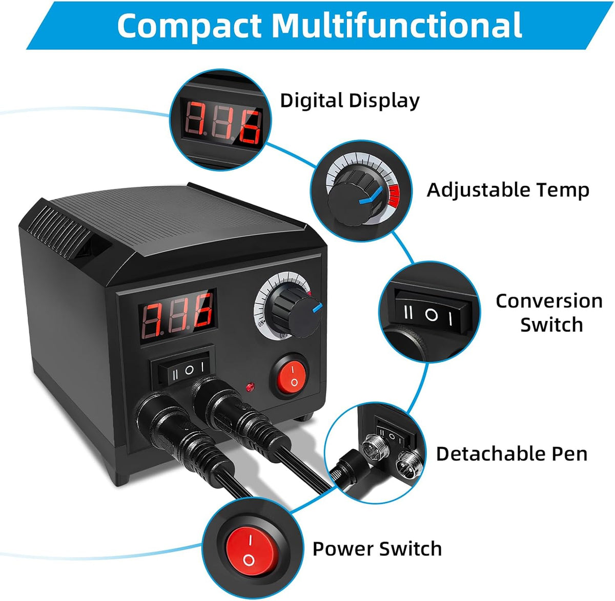 Wood Burning Tool, Wood Burner kit Pen 200~750℃, Wood Burning kit with Digital Thermometer Temperature Adjustable Temperature, 2 pyrographic Wood Burning pens, 36 Wood Burning Pen Tips
