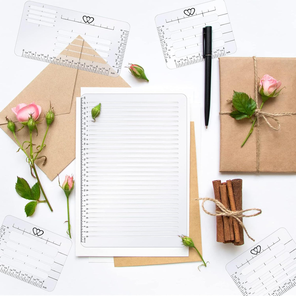 5 Pack Straight Line Stencil for Journaling and Envelope Addressing Guide Stencil Templates Set 11 Inch Scale Spacing Line Ruler Guide for Card Paper Journal Lettering Writing