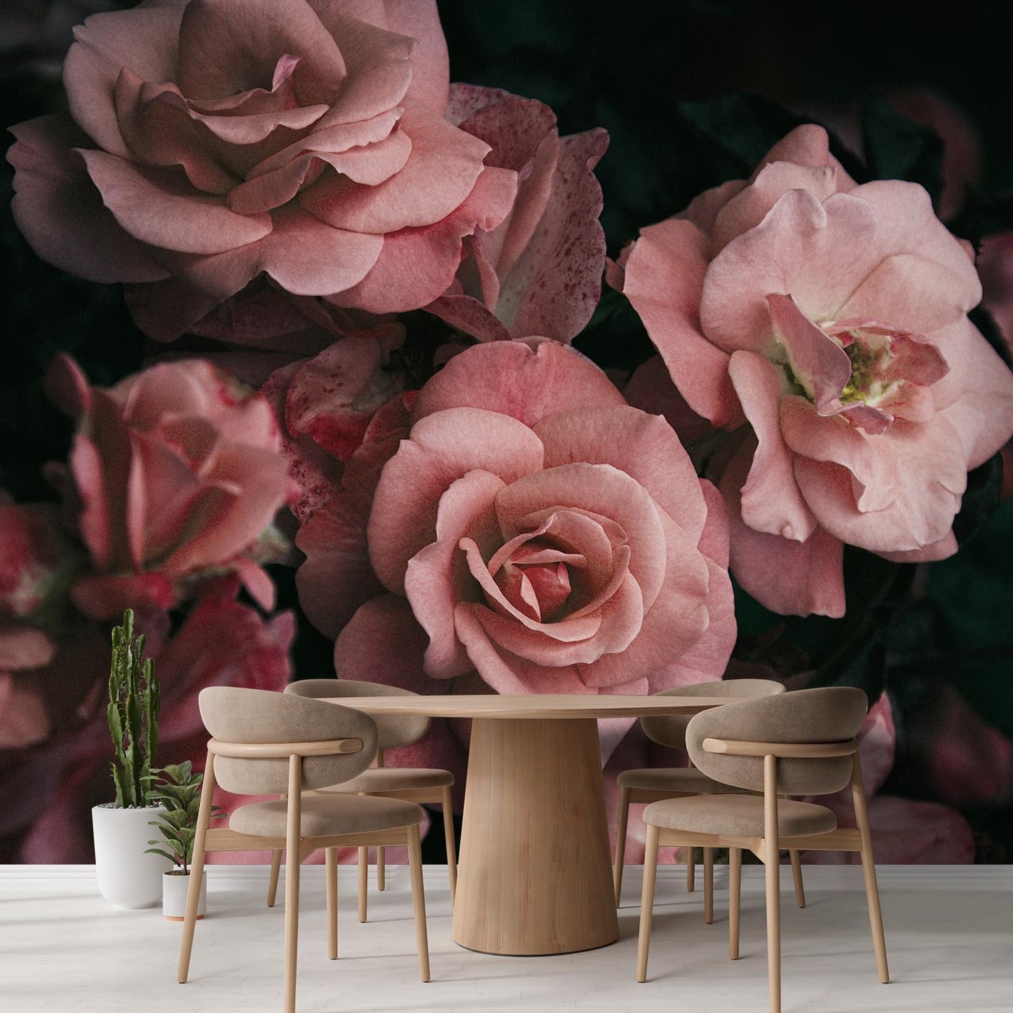 wall26 Removable Wall Sticker/Wall Mural Close Up Dark Rose Flower Blossoms Nature Wilderness Photography Decorative Botanical Relax/Calm Floral for Living Room, Bedroom, Office - 132x144 inches