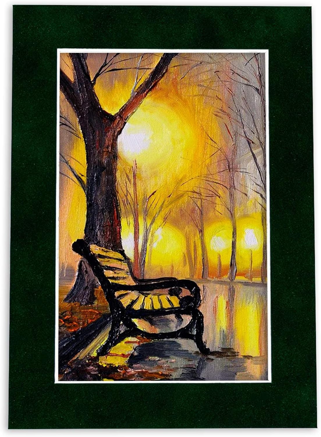 8x10 Mat Bevel Cut for 5.5x8.5 Photos - Acid Free Green Suede Precut Matboard - For Pictures, Photos, Framing - 4-ply Thickness