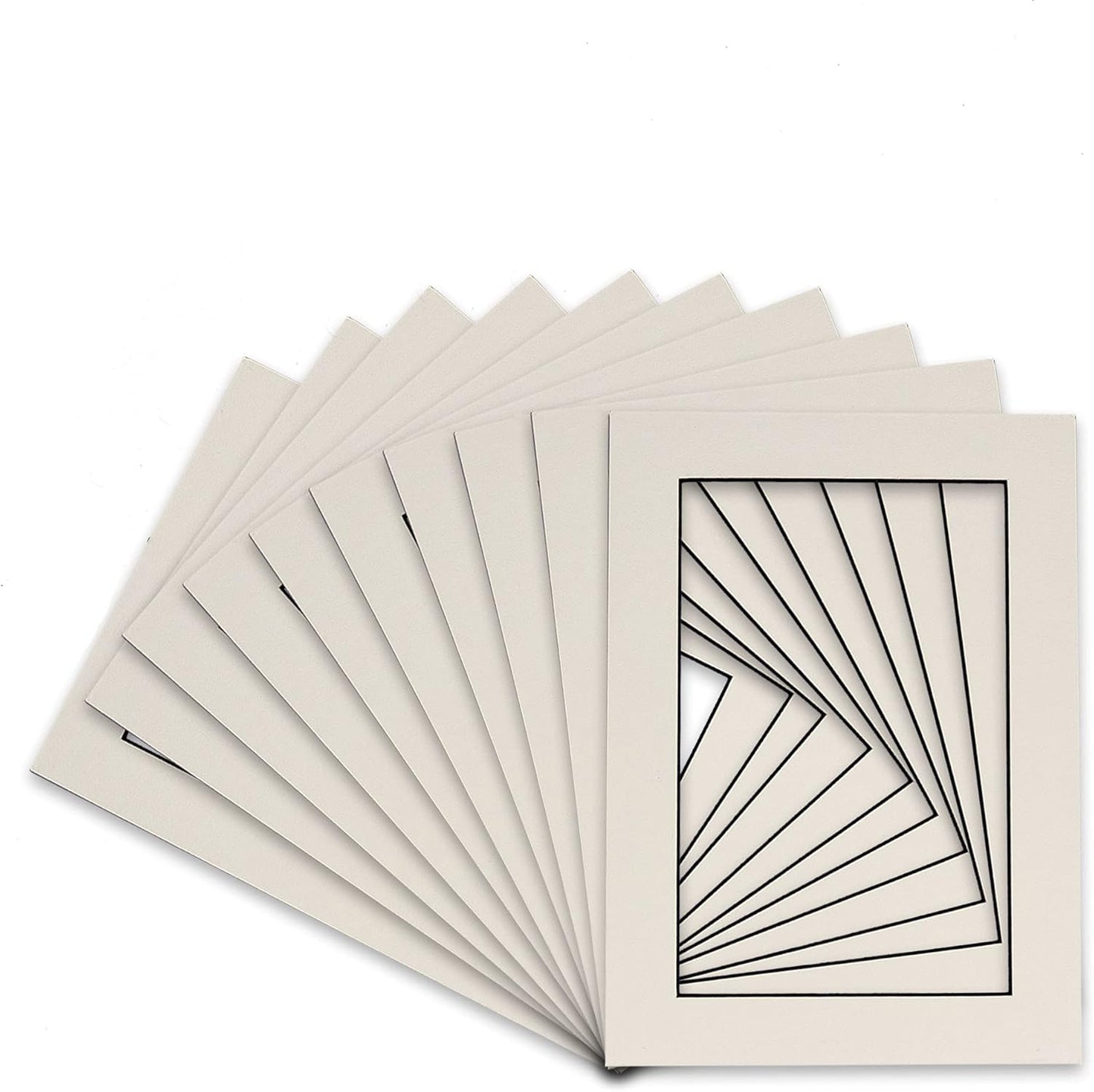 Pack of Ten Acid Free 8.5x11 Mats Bevel Cut for 7x9 Photos - White with Black Core Precut Matboards with Backing Boards and Self Seal Photo Mat Bags for Pictures, Photos, Framing - 4-ply Thickness