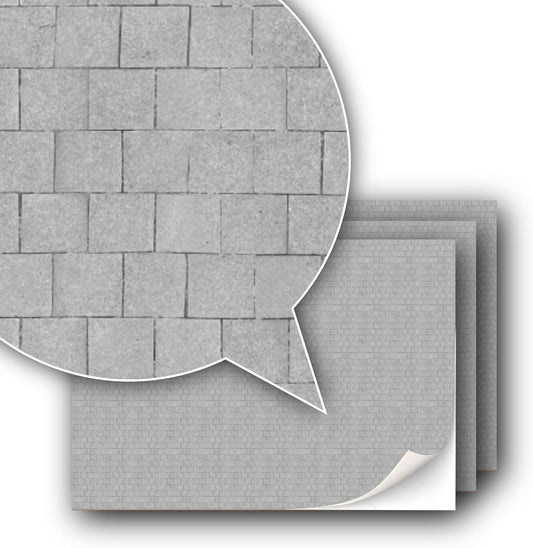 3 Sheets Self-Adhesive Decorative Film Paving Stones and Surfaces for Model Making in Scale 1:87 Scale H0 (UK: 3.5 mm Scale) (Paving Slabs)
