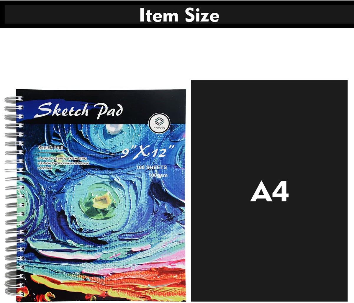 conda 9"x12" Sketch Book, 100 Sheets (68 lb/100gsm), Spiral Bound Artist Sketch Pad, Durable Acid Free Drawing Paper for Drawing Painting, Starry Sky