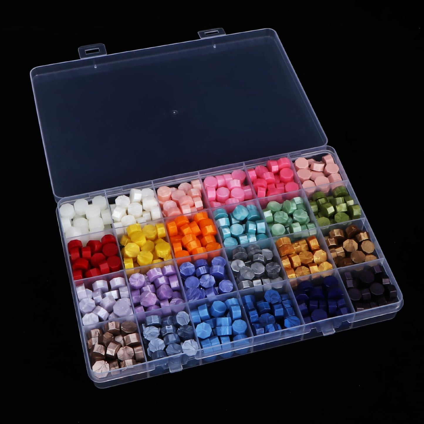 2pcs 24 Grids Clear Plastic Organizer Box Fixed Compartment Storage Container for Craft, Beads, Jewelry, Small Parts, 7.4X5.1X0.86 INCH