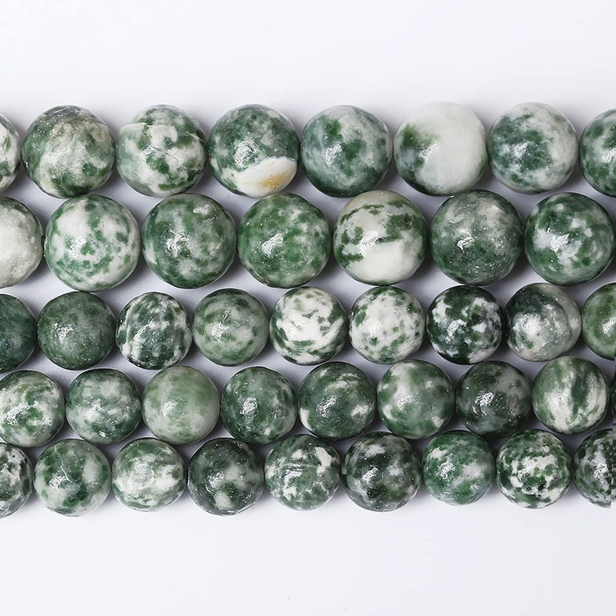90pcs 4mm Natural Green Spot Stone Stone Beads for Jewelry Making Loose Spacer Round Beads DIY Bracelets Necklaces 15" (4mm, Green Spot Stone)