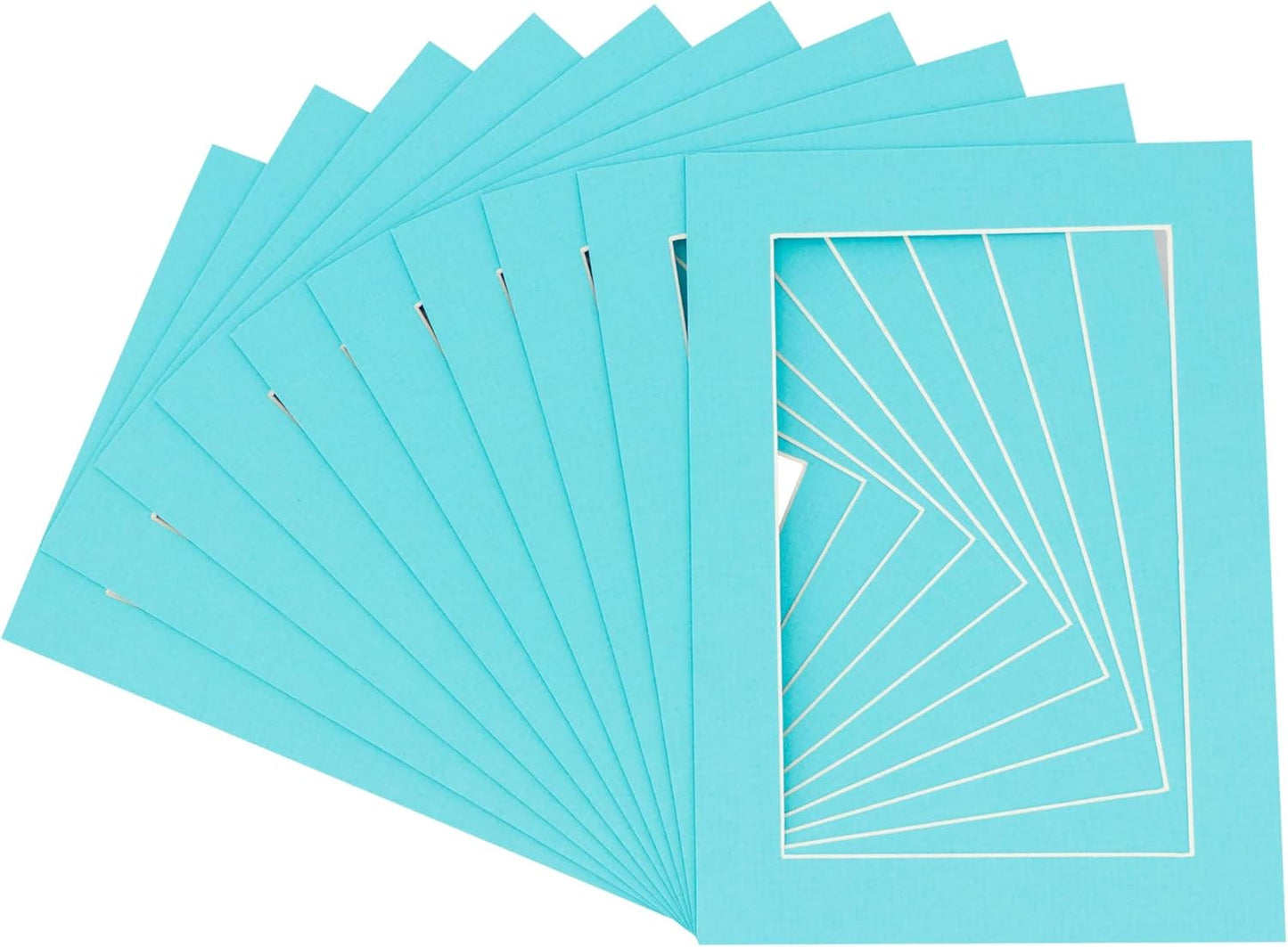 Pack of 25 Acid Free 8.5x11 Mats Bevel Cut for 7x9 Photos - Aquamarine Blue Precut Matboards for Pictures, Photos, Framing - 4-ply Thickness