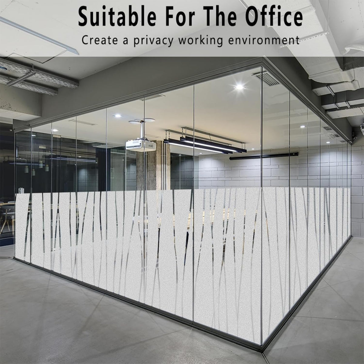 Finnez Window Privacy Film Decorative Frosted Window Cling Privacy Film for Glass, Non-Adhesive Heat Anti-UV for Home Office Living Room, Irregular Stripe Patterns, 35.4 x 78.7 Inches