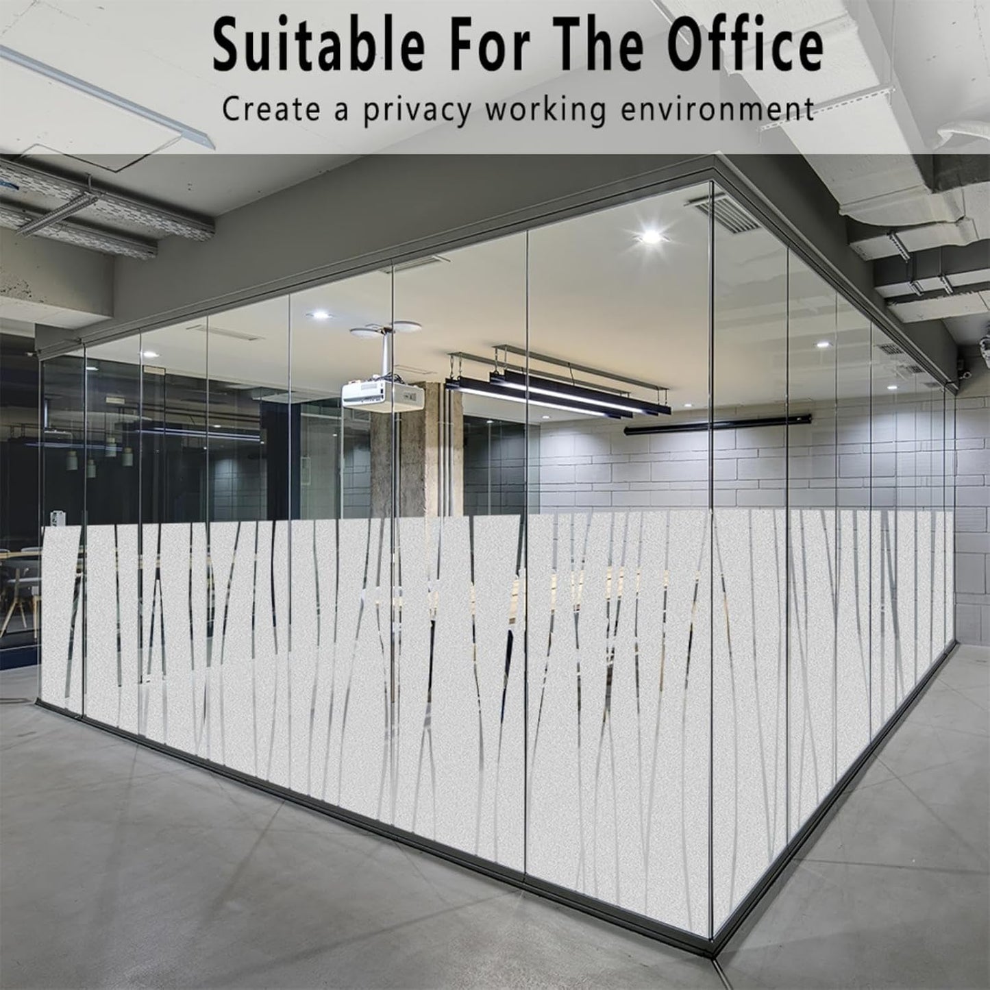 Finnez Window Privacy Film Decorative Frosted Window Cling Privacy Film for Glass, Non-Adhesive Heat Anti-UV for Home Office Living Room, Irregular Stripe Patterns, 29.5 x 157.4 Inches