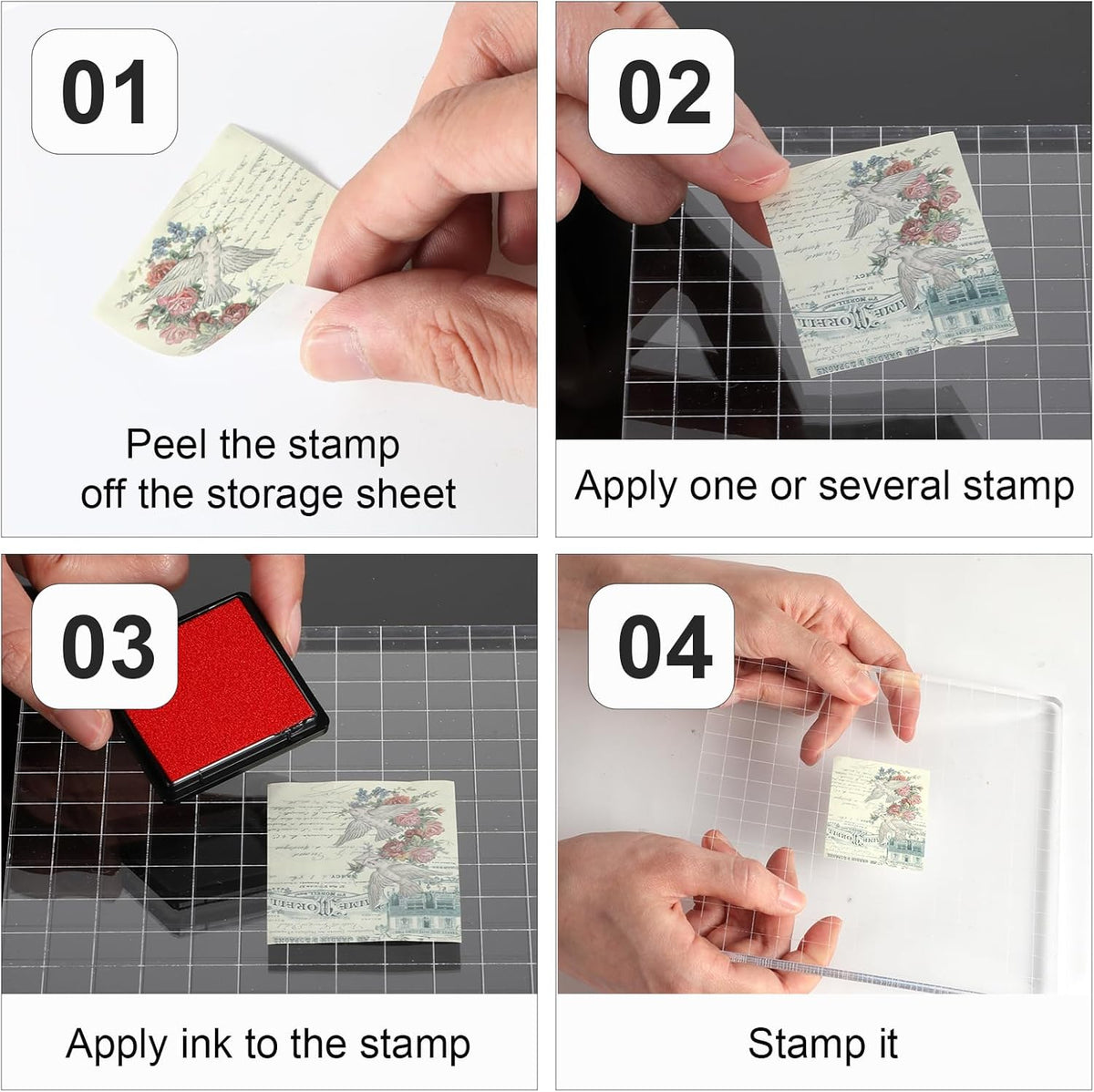 Large Acrylic Blocks for Stamping,5.9"×5.9" Transparent Acrylic Stamp Block,Clear Stamps for Card Making for DIY Crafts Scrapbooking Card Making Decorative Stamps