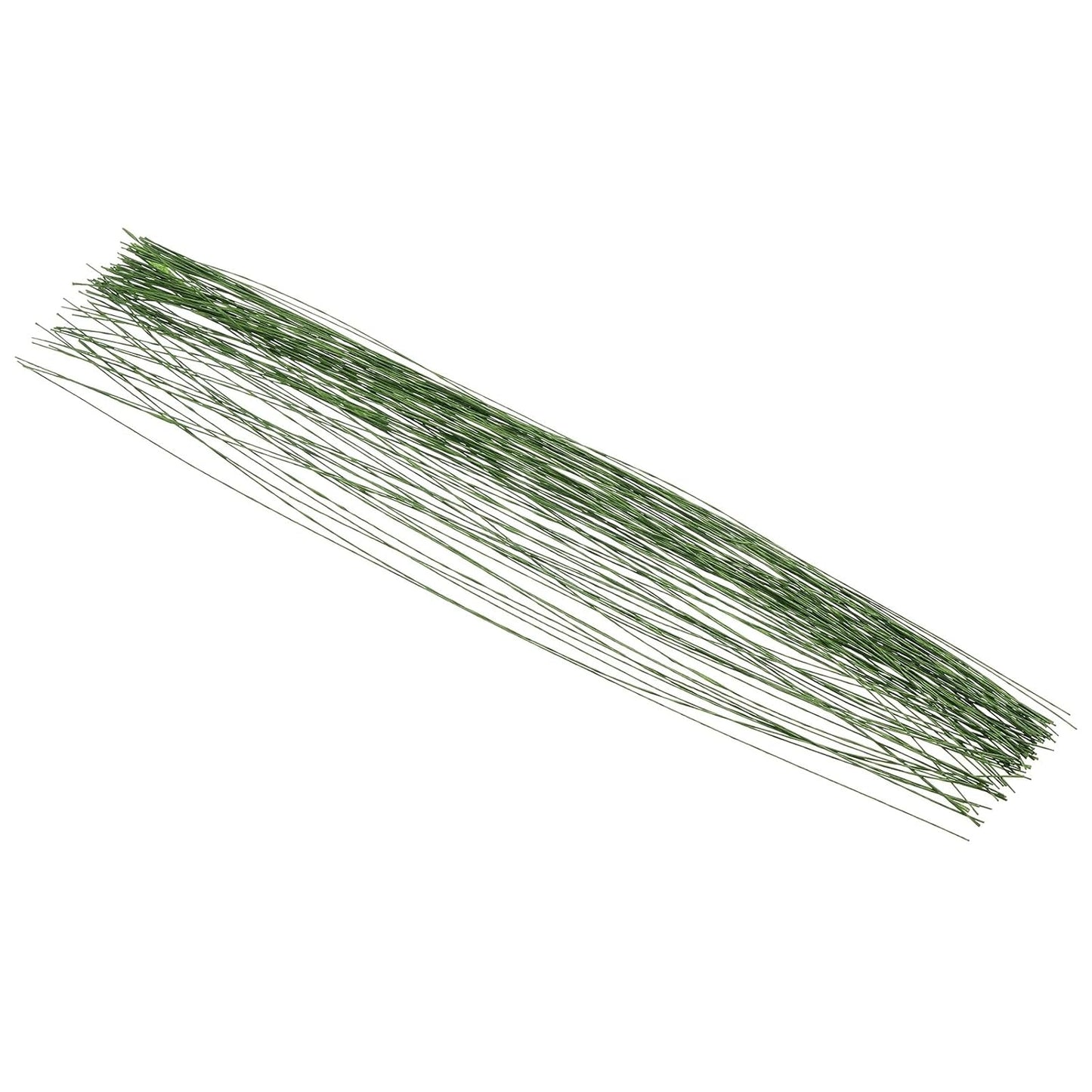 PATIKIL 30 Gauge 16" Floral Stem Wire, 100 Pcs Paper Wrapped Iron Artificial Flower Stem Accessories for DIY Bouquet Stem and Craft Decoration, Dark Green