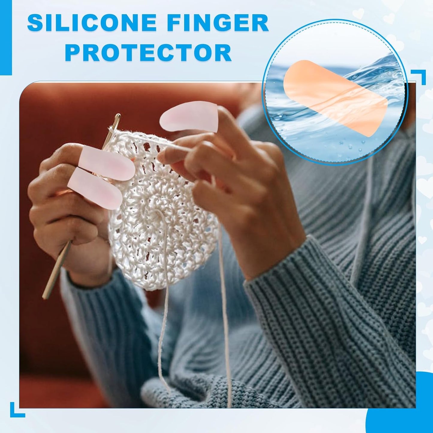 PATIKIL Gel Finger Cots 1.8"x0.67", 14 Pcs Silicone Finger Protector Support Finger Sleeve Cushions Thumb Protector Covers Fingertip Caps Gloves for Finger Cracking, Beige