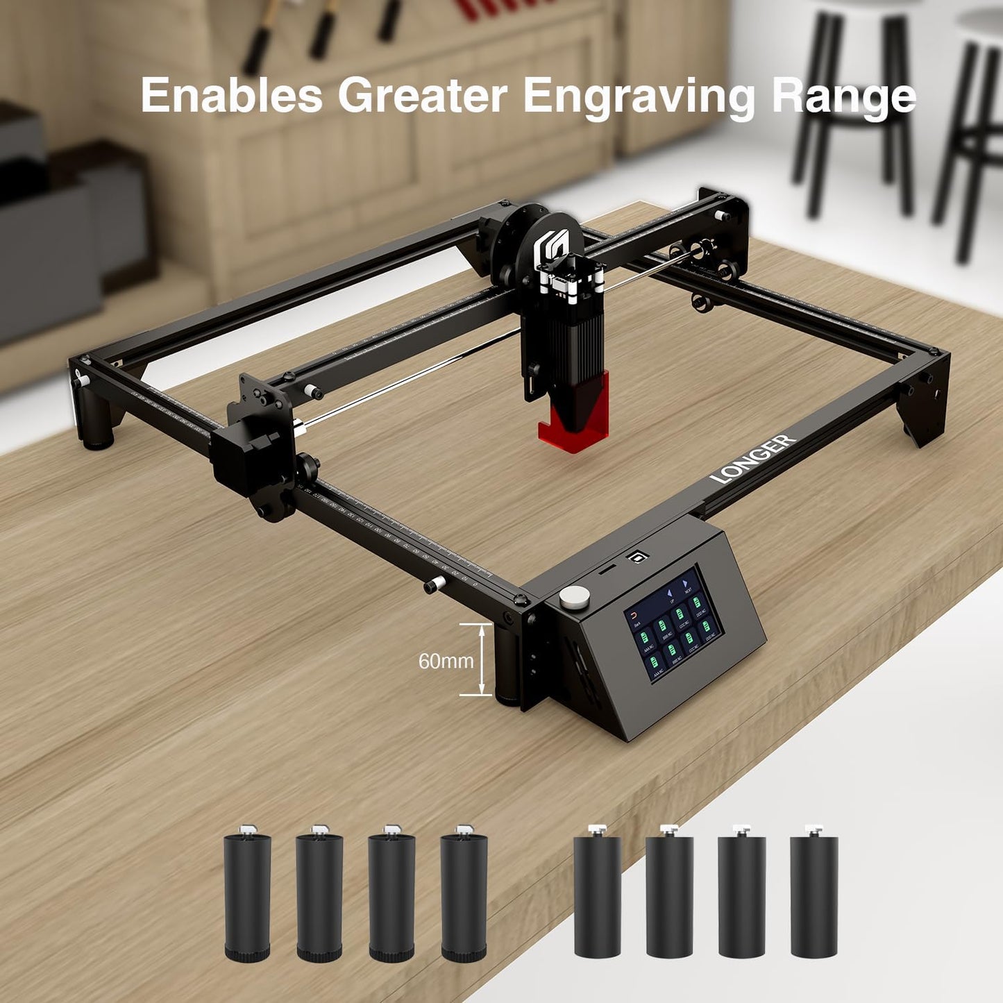 Longer 8Pcs Laser Engraver Raiser Laser RAY5 Engraver and Cutter Machine, Laser Engraving Machine Riser
