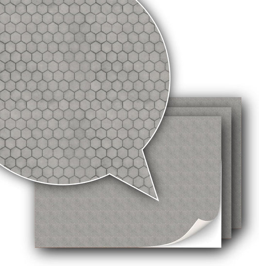 3 Sheets Self-Adhesive Decorative Film Paving Stones and Surfaces for Model Making in Scale 1:87 Scale H0 (UK: 3.5 mm Scale) (Concrete Hexagons)