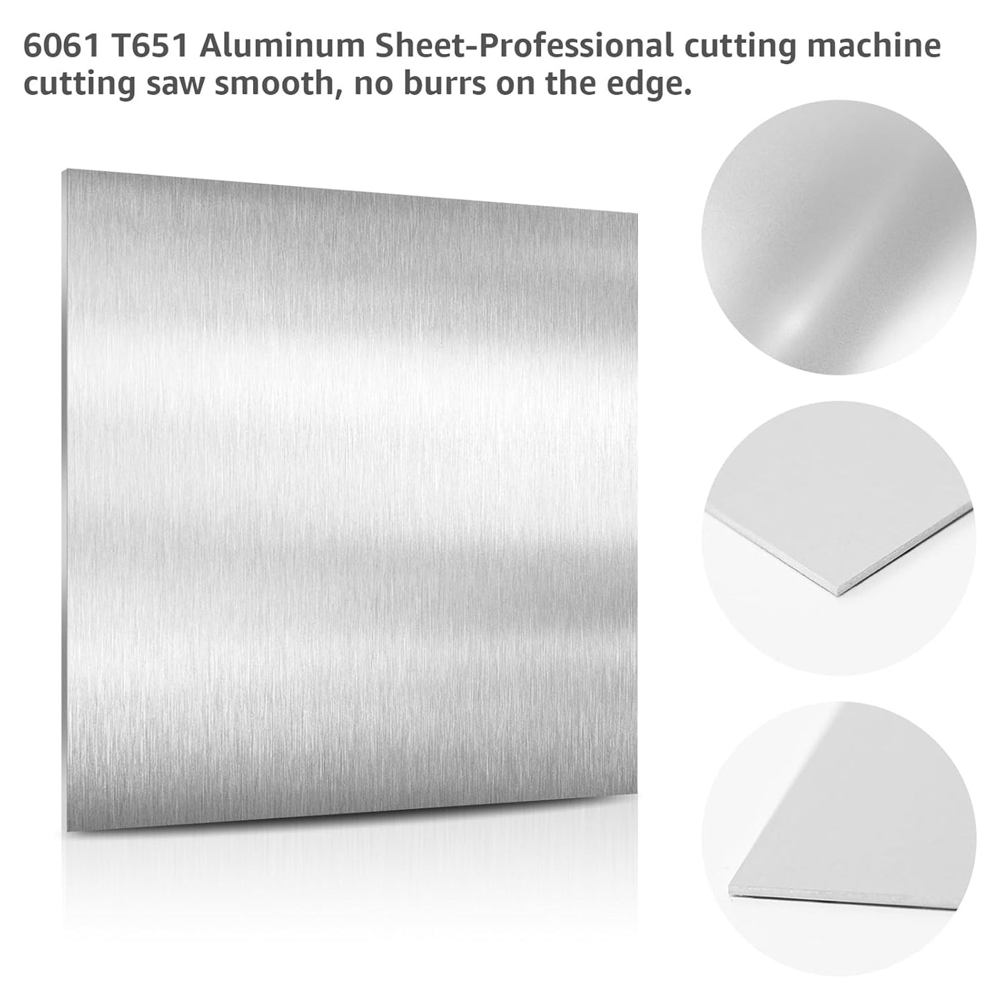 6061 T651 Aluminum Sheet Metal 12" x 12" x 1/8" (0.125") Rectangle Metal Plate Covered with Protective Film, 3mm Flat Aluminum Plate for Crafting and Industry