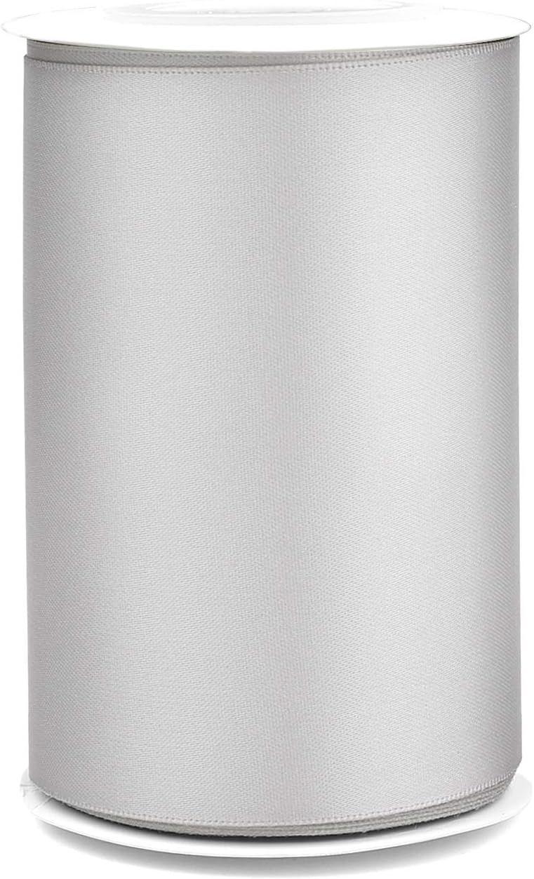 Humphrey's Craft 4 Inch Silver Double Faced Satin Ribbon - 5 Yards Variety of Color for Crafts Gift Wrapping Cutting Ceremony Decoration Sewing Chair Sash Wedding and Dining Tables.