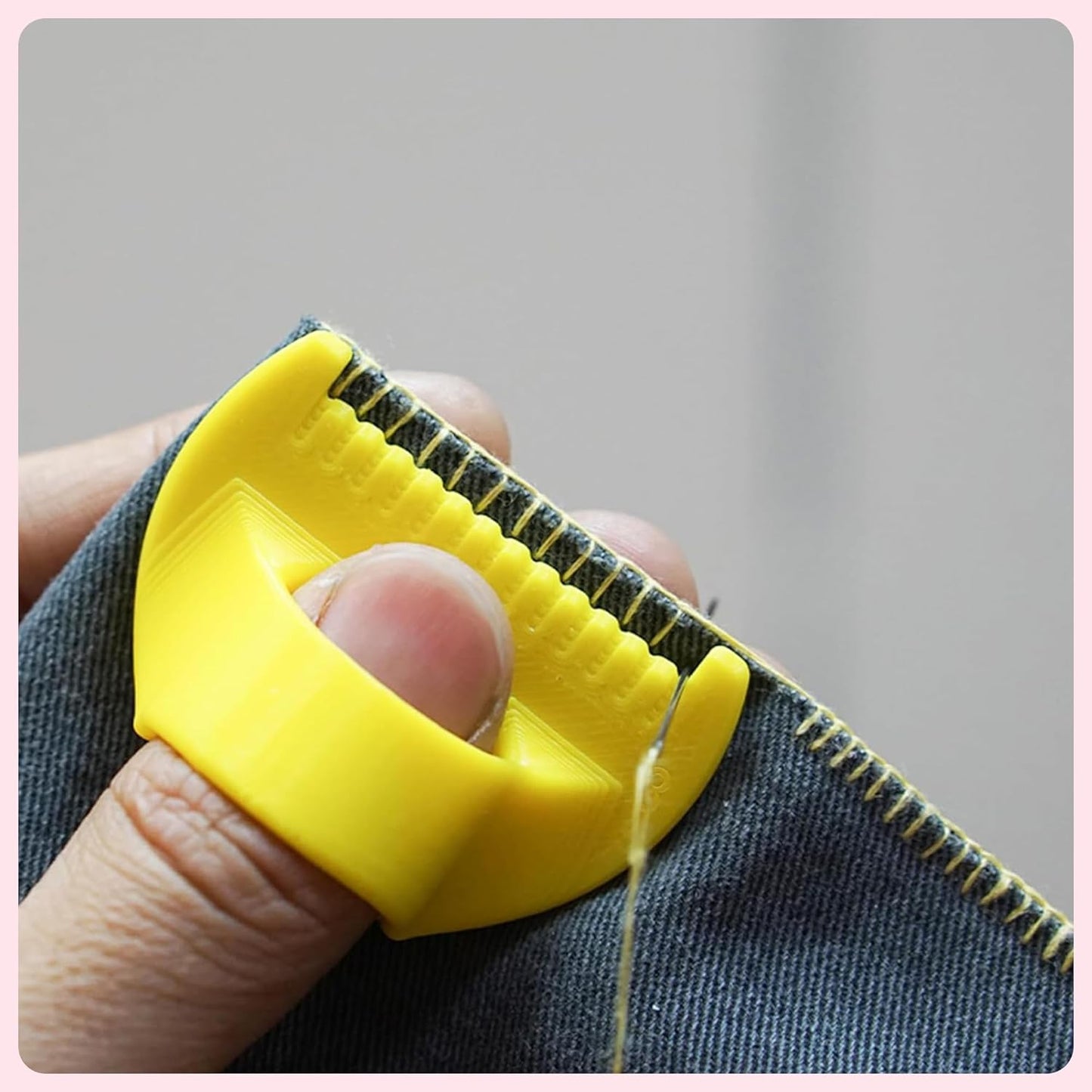 4mm Seam Guide for Hand Sewing Edge Lockranding Tool, Sewing Needle Gauge Measuring Tool, Mini Finger Ruler Kit Ideal for Leather/Fabric/Craft Sew, White 2 Pcs
