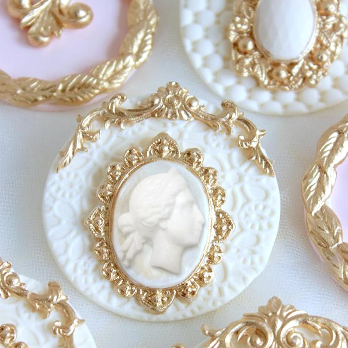 Art Molds for Polyclay Air Dry Clay Plaster Epoxy Resin Fondant Cake Decor Rococo Embellishment