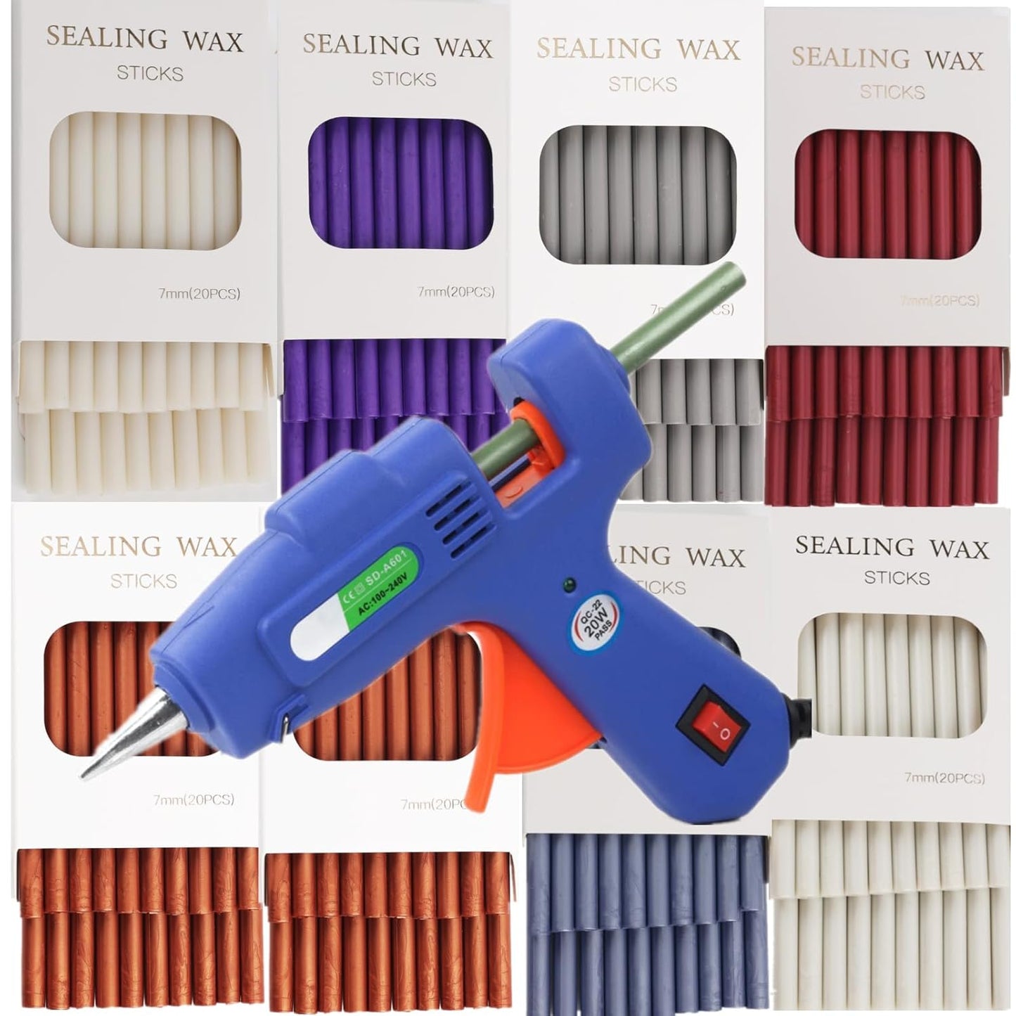 20pcs Pearl White Wax Sealing Sticks with Glue Gun, Easy No-Flame Envelope Sealer, Ideal for Wedding Invitations, Gift Wrapping, DIY Projects
