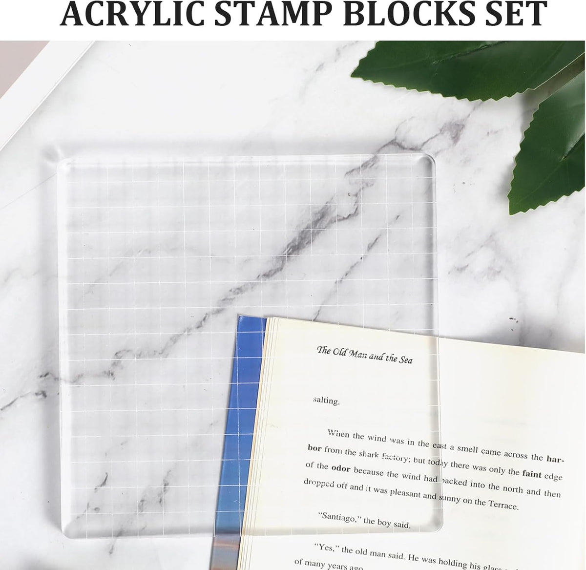 Large Acrylic Blocks for Stamping,5.9"×5.9" Transparent Acrylic Stamp Block,Clear Stamps for Card Making for DIY Crafts Scrapbooking Card Making Decorative Stamps
