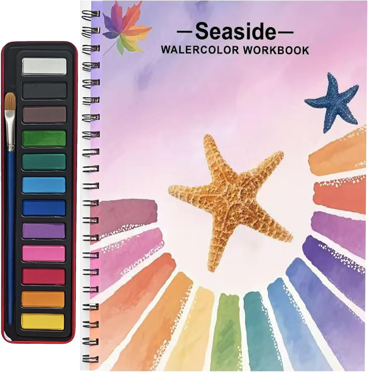 Watercolor Workbooks, Beginner Watercolor Painting Kit – 12 Colors Paint Set with Brush