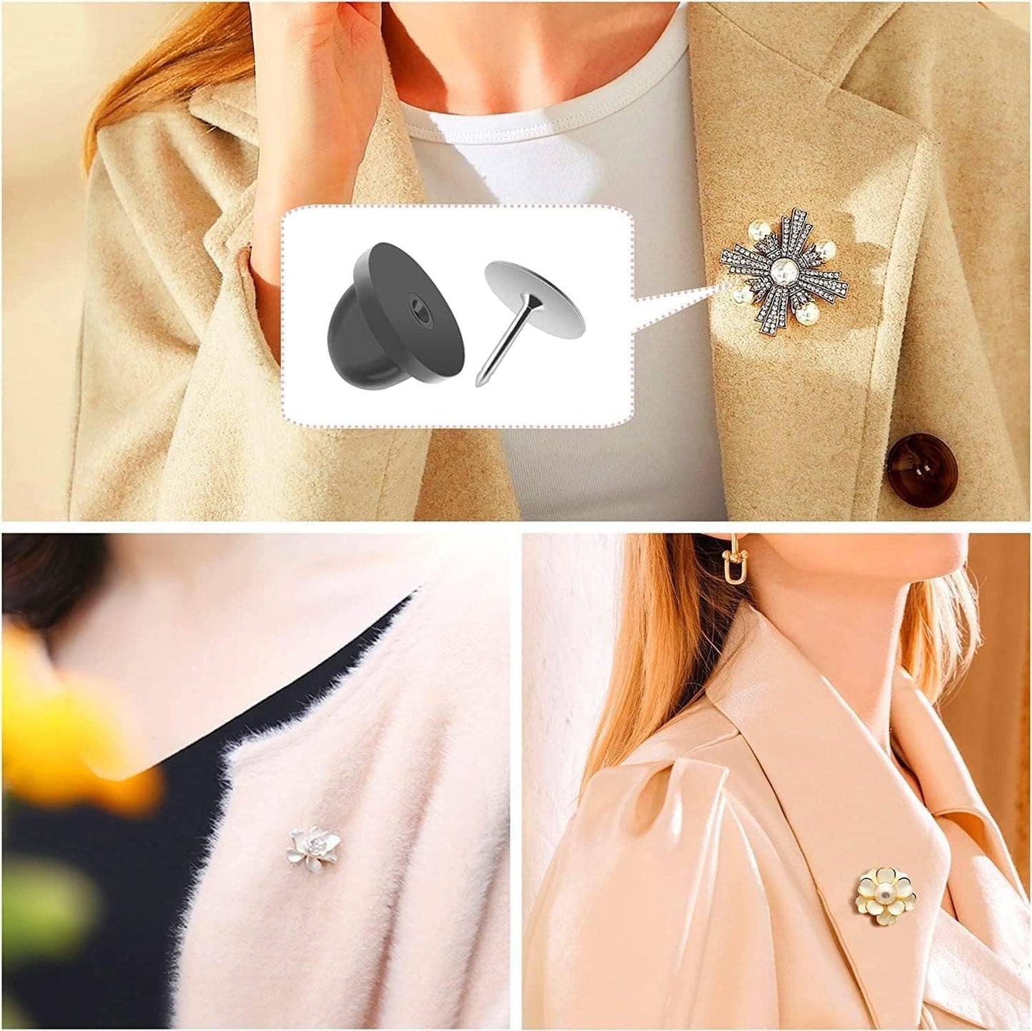 240 Pairs Rubber Blank Pin Backs Butterfly Clutch Backings Holder Tie Tacks Keepers Replacement with 9mm Length 10mm Width Lapel Enamel Pins for Craft Making