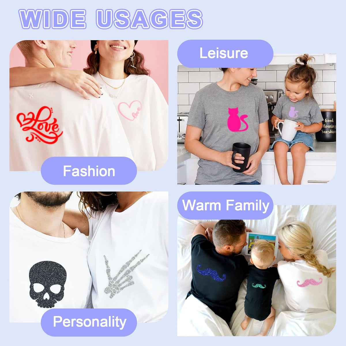 Black Glitter Heat Transfer Vinyl, 12 Pcs 12"x10" Iron-On Vinyl Sheets – Easy to Cut & Weed, No-Flake, Washable Glitter HTV, Compatible with Cricut & Silhouette – Great for DIY Summer Gifts