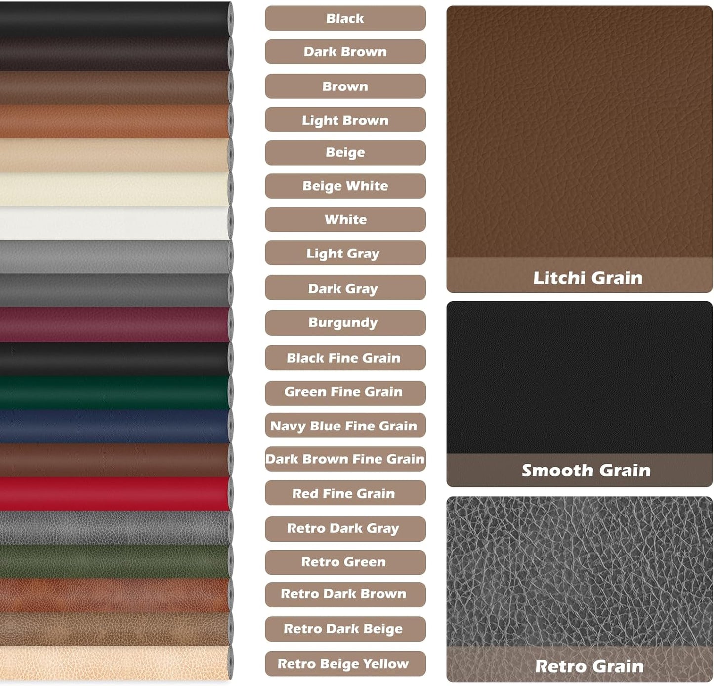 Leather Repair Tape, 23.6x79 inch Leather Patches for Furniture, Self Adhesive Leather Repair Patch for Sofas, Couches, Leather Covers, Seats, Chairs, Vinyl Repair Tape Retro Dark Beige