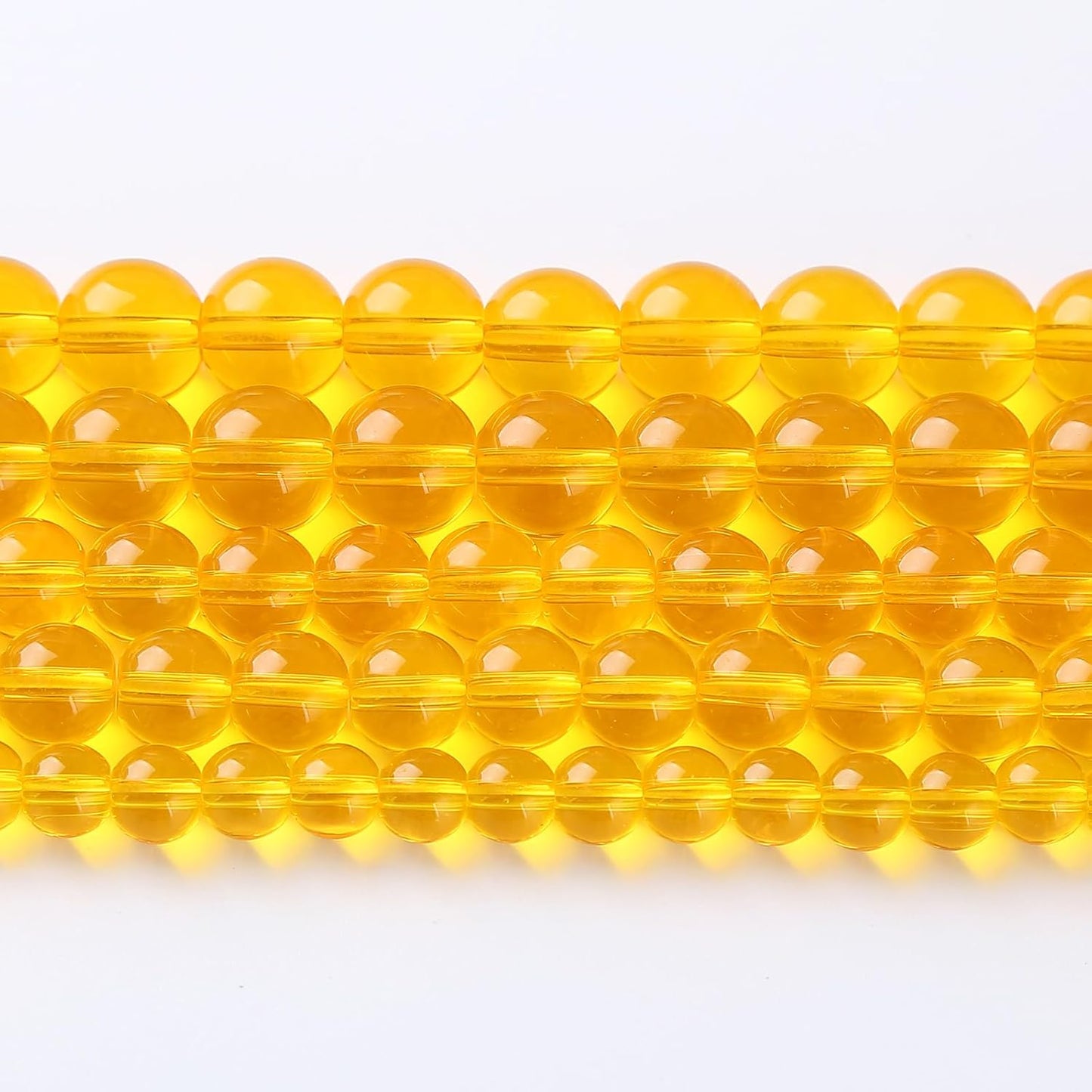 90pcs 4mm Smooth Yellow Crystal Glass Beads Citrine Round Loose Beads for Jewelry Making DIY Bracelet Necklace 15" Energy Healing Power Stone Beads