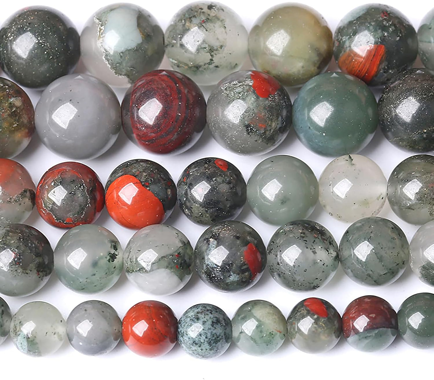 6MM Natural African Bloodstone Gemstone Round Beads Loose Spacer Stone Beads for Jewelry Making 120pcs 2 Strands 32"
