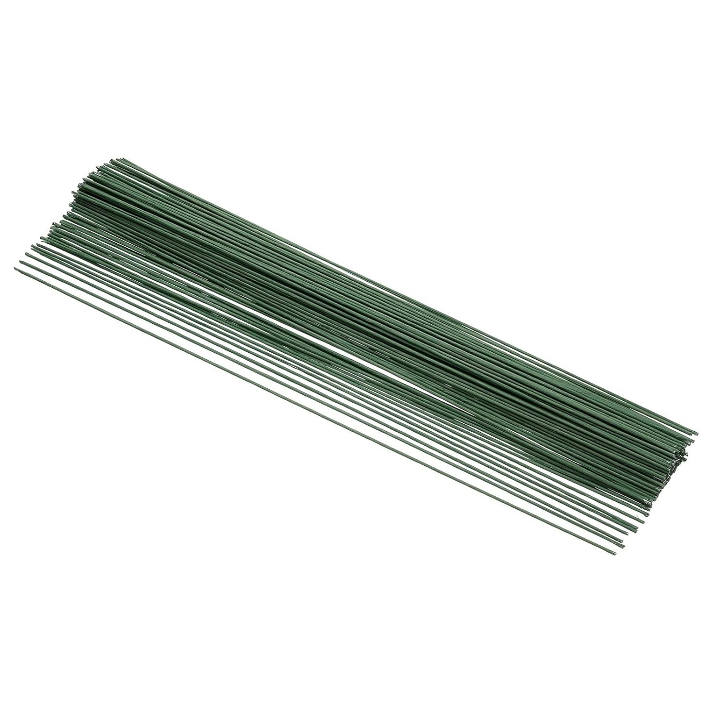 PATIKIL 16 Gauge 16" Floral Stem Wire, 100 Pcs Paper Wrapped Iron Artificial Flower Stem Accessories for DIY Bouquet Stem and Craft Decoration, Dark Green
