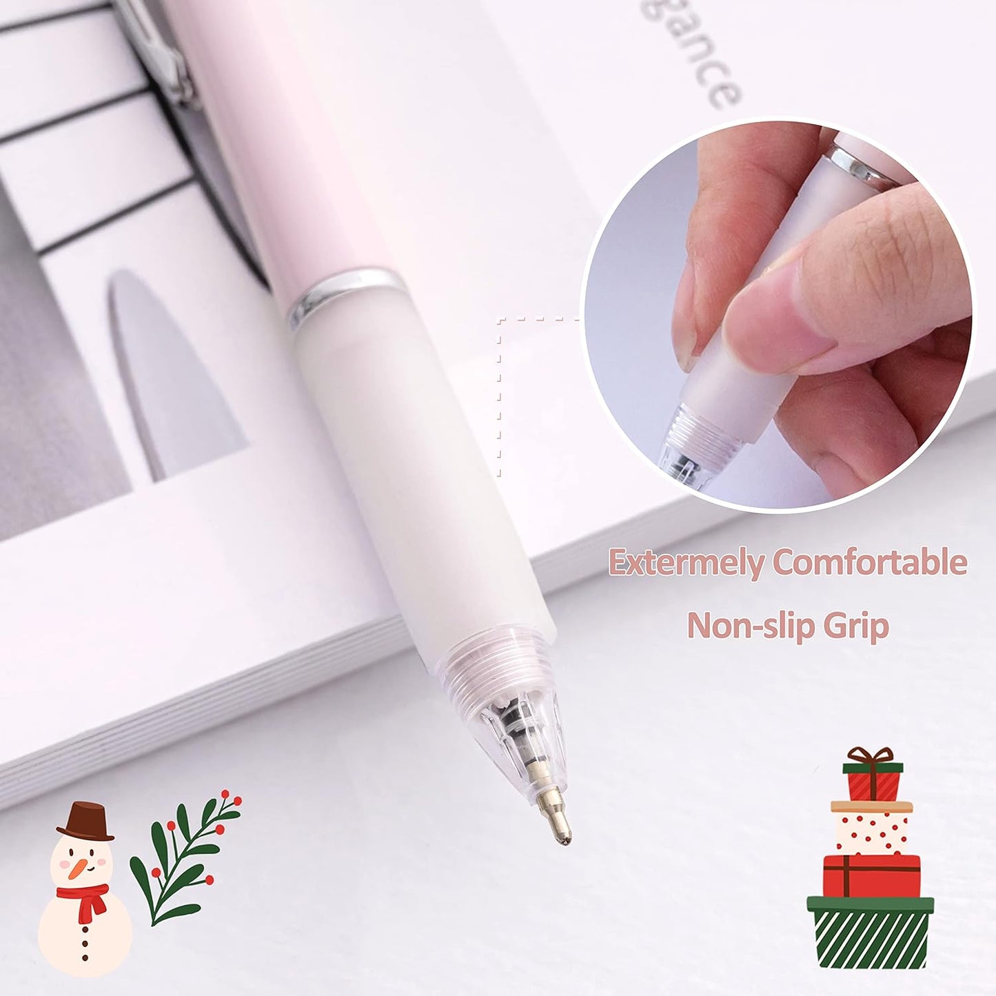 Ball Point Pen Black Ink Ballpoint Pens with Super Soft Grip Medium Point 1.0mm Office Pens (6 pack)